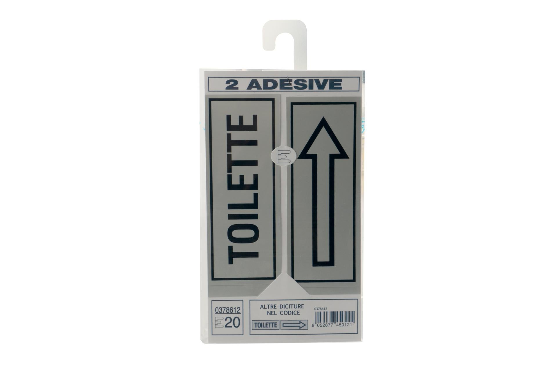 Eurotarghe Set 2 Targhe Adesive Stampate 15x6 cm Toilette-Freccia - Segnaletica per Bar e Ristoranti - Set 2 Pz 2