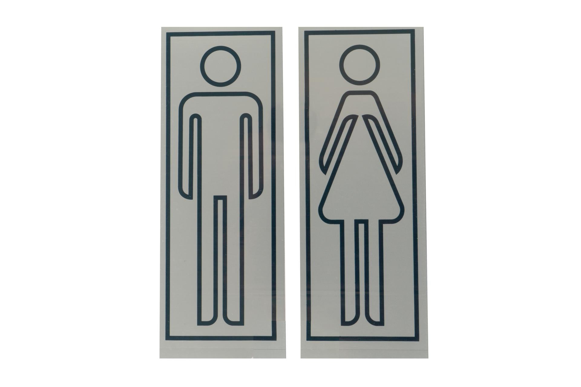 Eurotarghe Set 2 Targhe Adesive Stampate 15x6 cm Uomo-Donna per Segnaletica Commerciale - Set 2 Pz 1