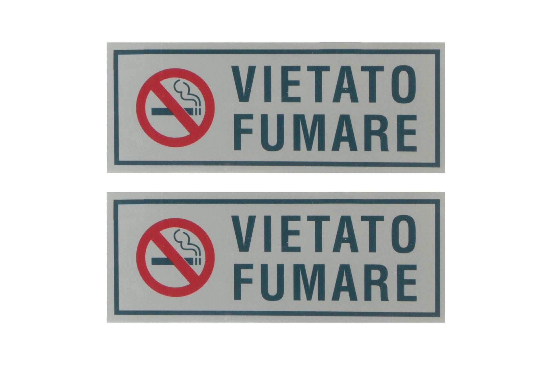 Eurotarghe Set 2 Targhe Adesive Stampate 15x6 cm - Vietato Fumare Con Simbolo Per Segnaletica Commerciale - Set 2 Pz