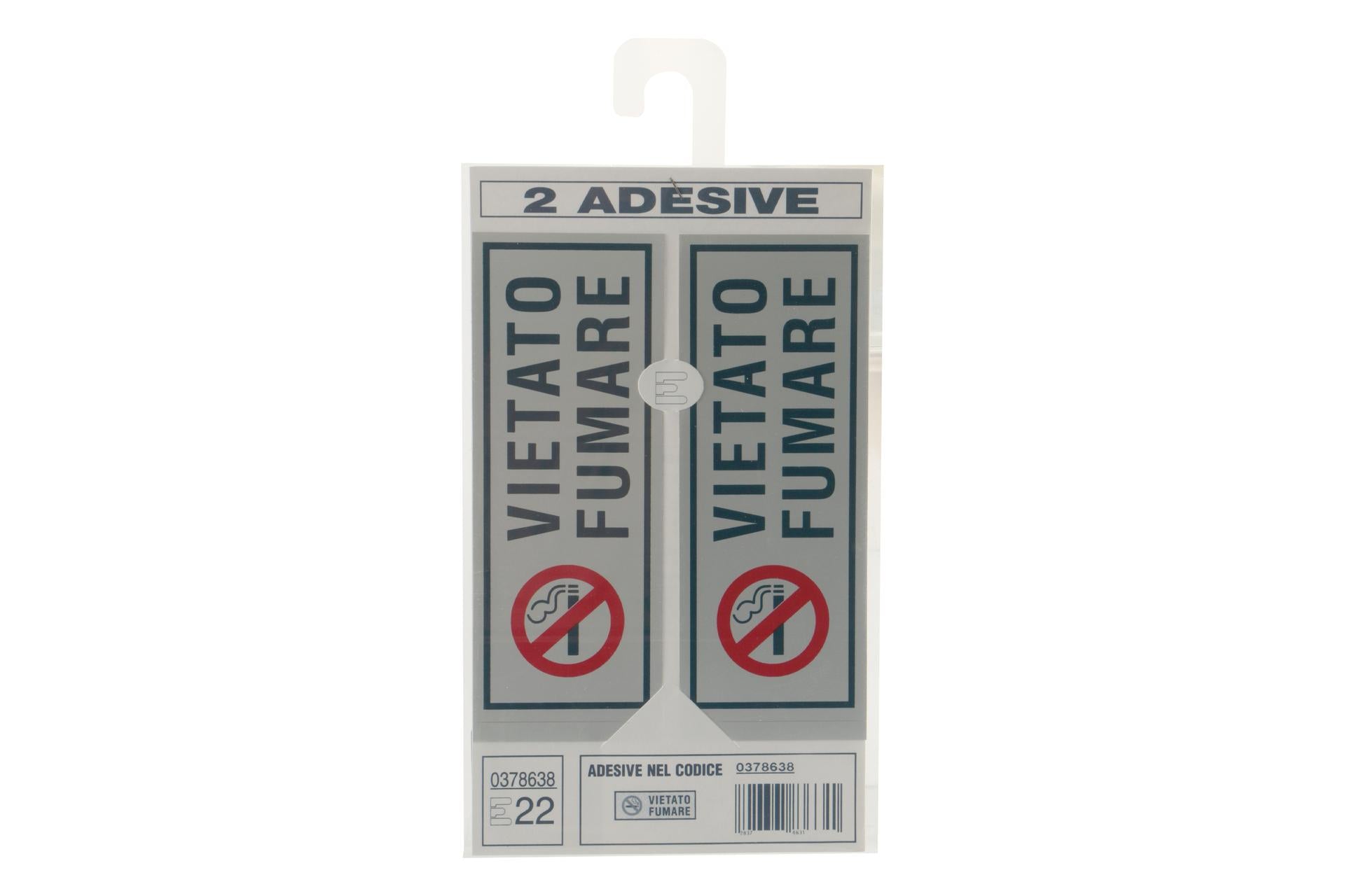Eurotarghe Set 2 Targhe Adesive Stampate 15x6 cm - Vietato Fumare Con Simbolo Per Segnaletica Commerciale - Set 2 Pz