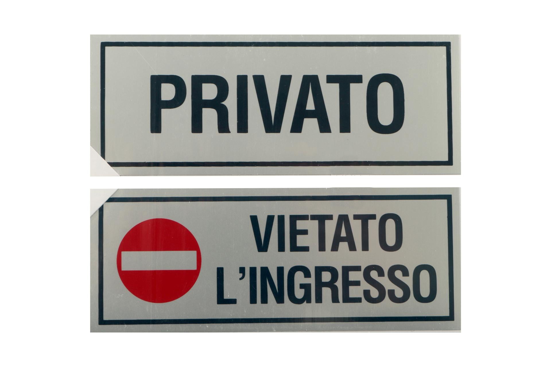 Eurotarghe Set 2 Targhe Adesive Stampate 15x6 cm - Privato Vietato Ingresso Per Segnaletica Commerciale - Set 2 Pz