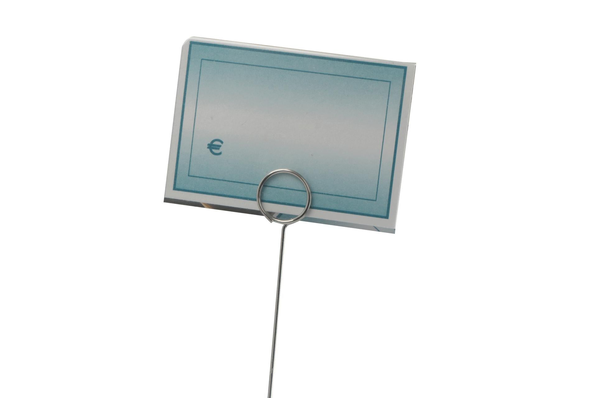 Eurotarghe Set 15 Copricartellini Trasparenti 7x5 cm Con Punte Inox 7.5 cm e 100 Cartoncini - Accessorio Segnaletica Commerciale - Set 15 Pz