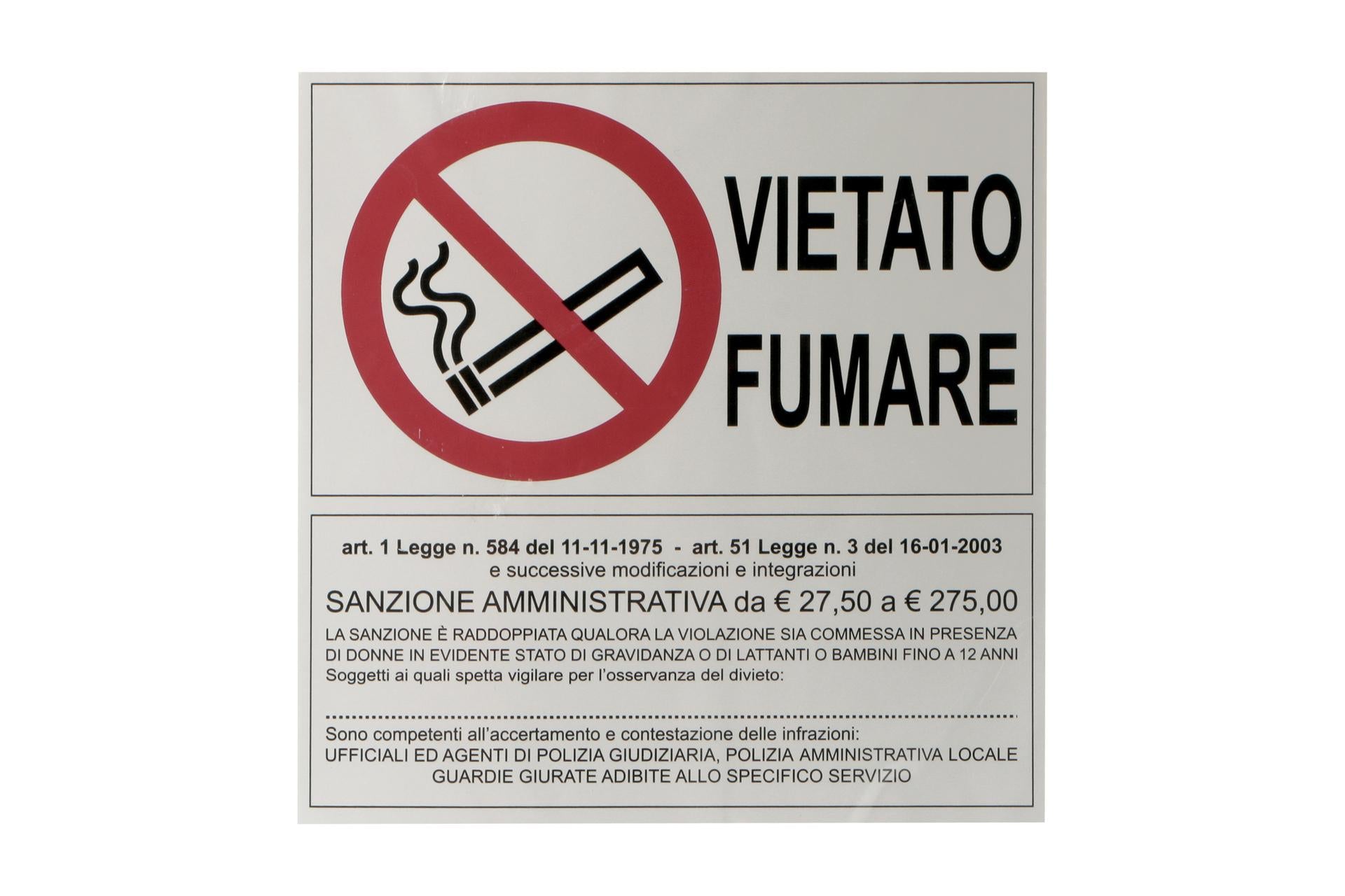 Eurotarghe Set 2 Targhe Adesive Stampate "Vietato Fumare" 19,5x19,5 cm - Segnaletica per Bar e Ristoranti - Set 2 Pz 1