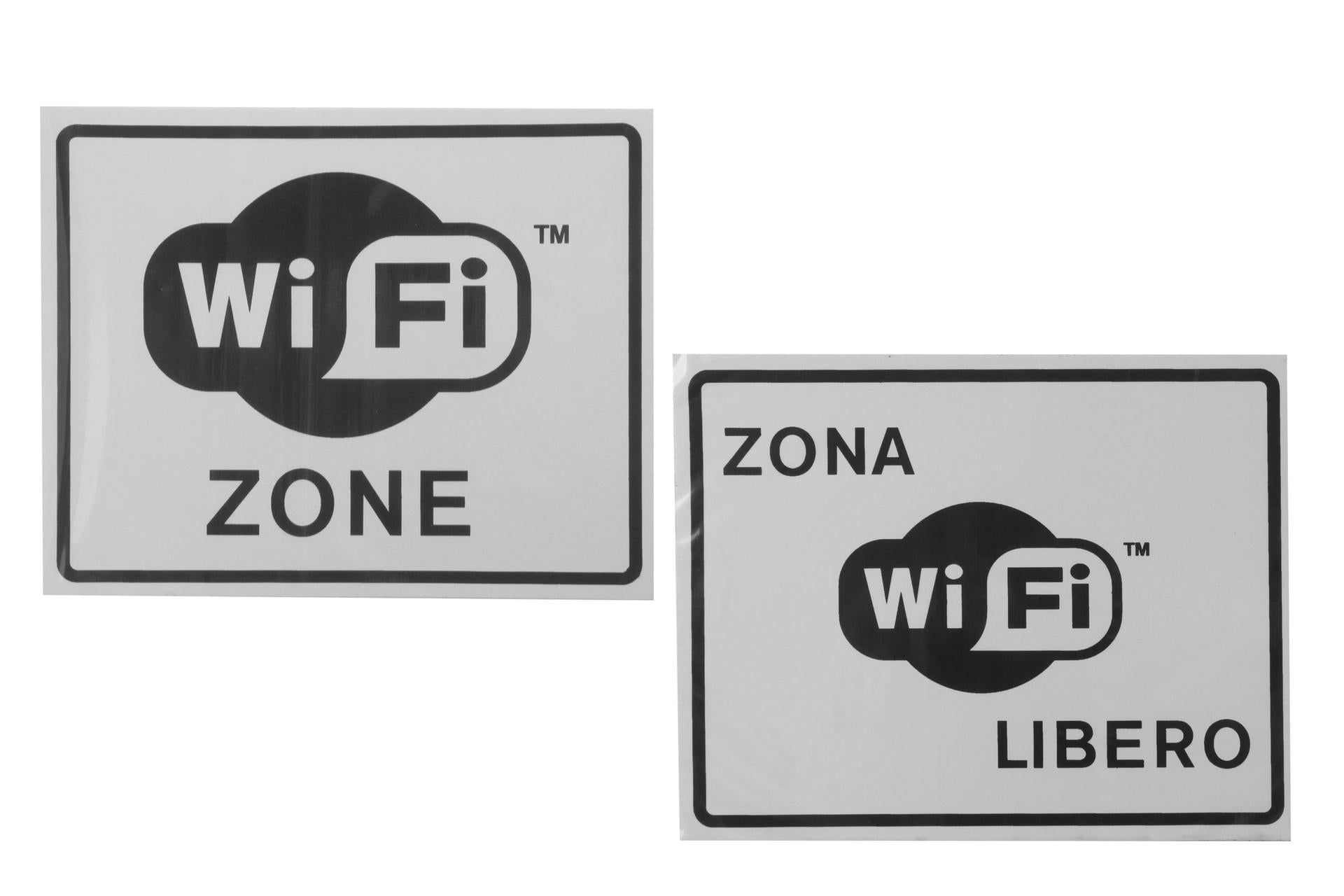 Eurotarghe Set 2 Targhe Adesive Wi-Fi 15x12 cm - Accessorio Segnaletica per Bar e Ristoranti - Set 2 Pz