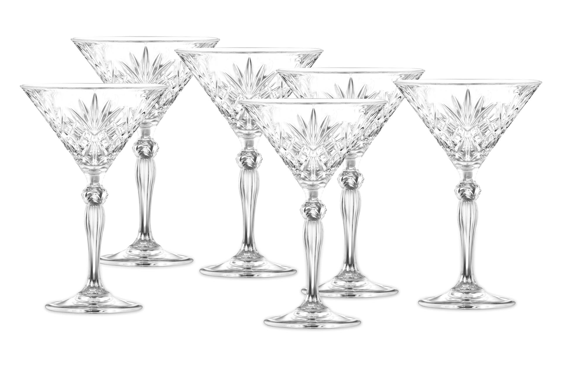 RCR Cristalleria Italiana Melodia Set 6 Calici Martini 21 cl - Design Classico a Y per Mixology e Short Drink - Set 6 Pz