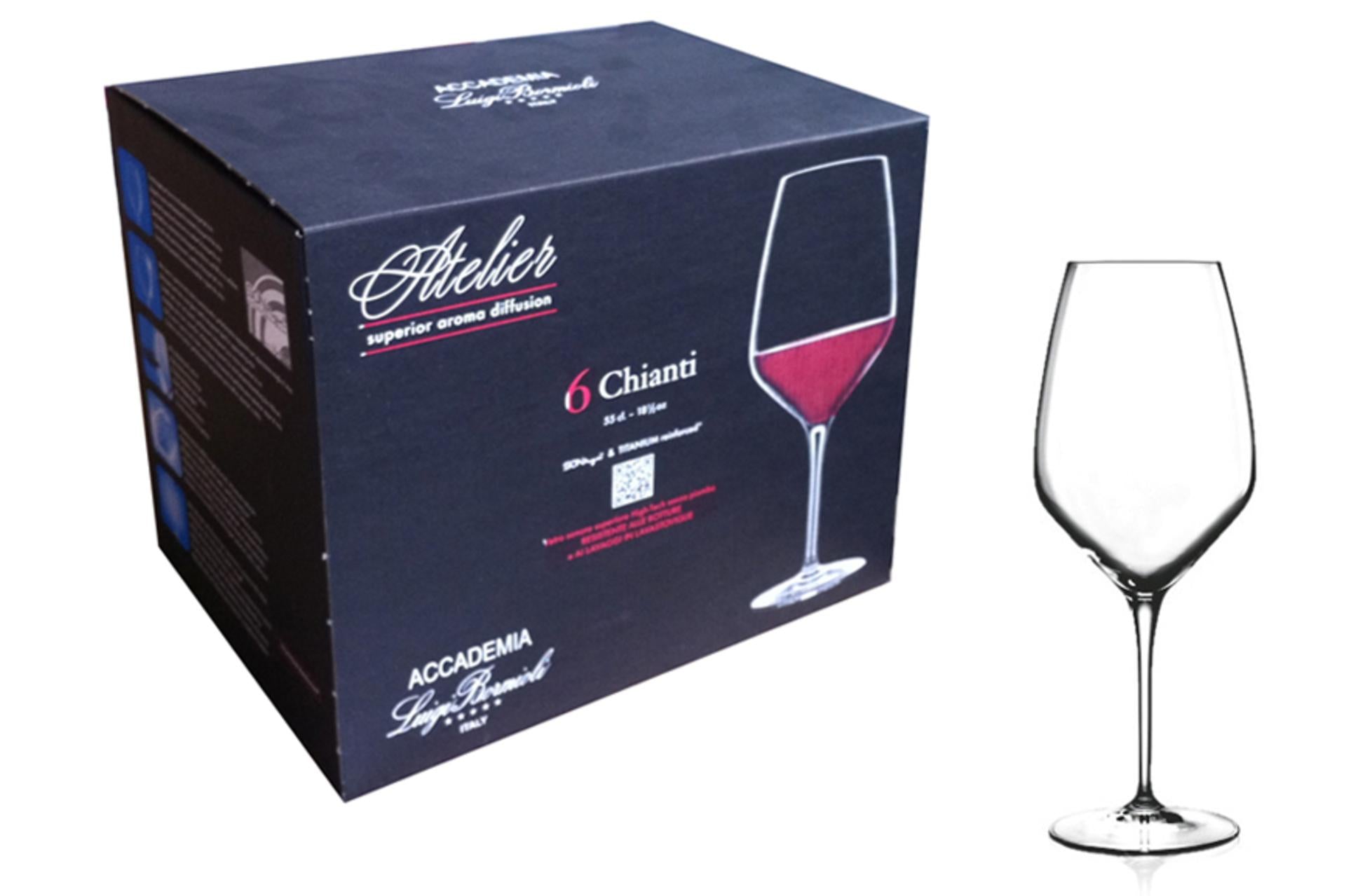Bormioli Luigi Atelier Confezione 6 Calici Chianti Cl.55 In Vetro Sonoro Superiore - Set 6 Pz