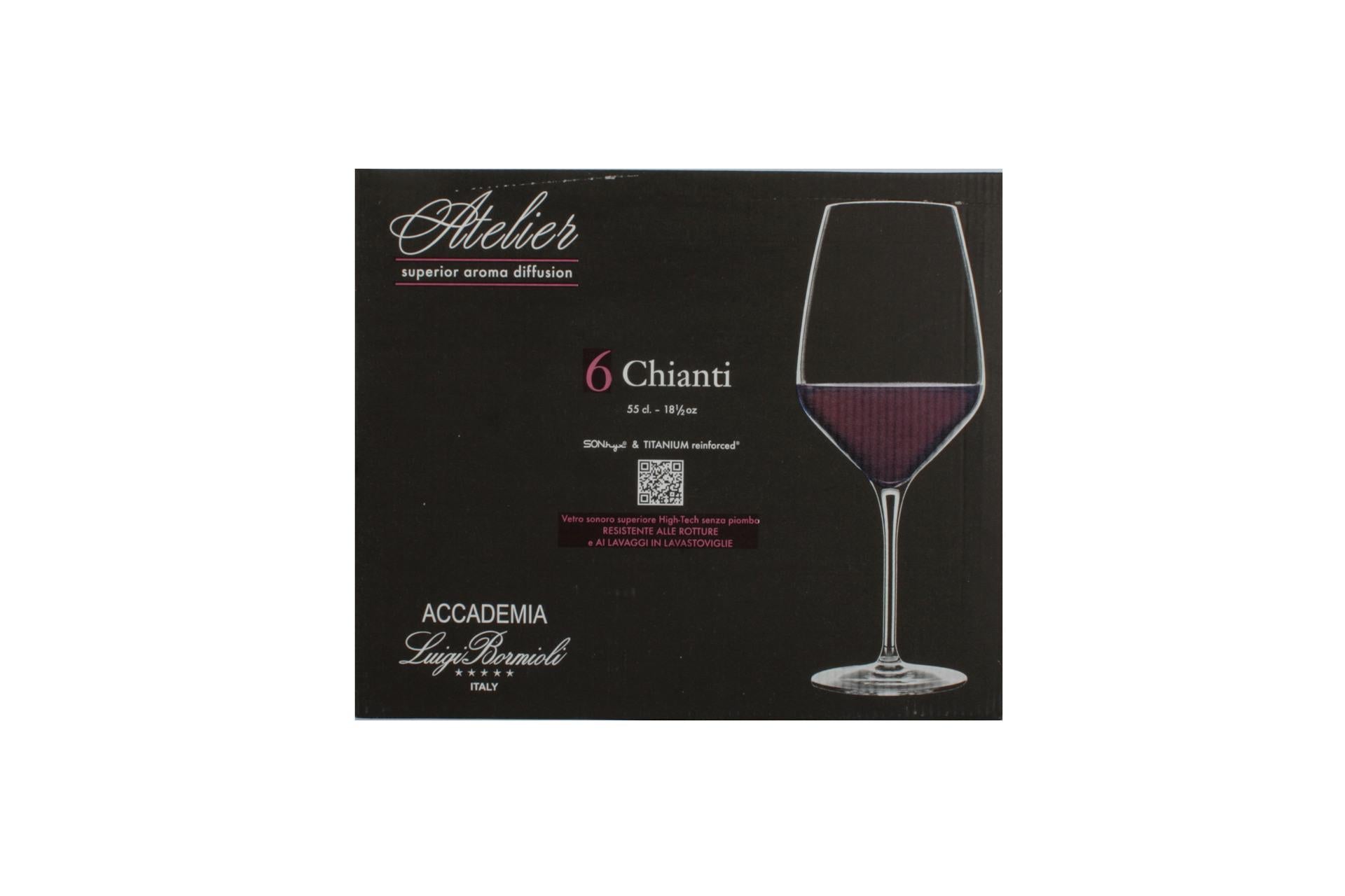 Bormioli Luigi Atelier Confezione 6 Calici Chianti Cl.55 In Vetro Sonoro Superiore - Set 6 Pz 6