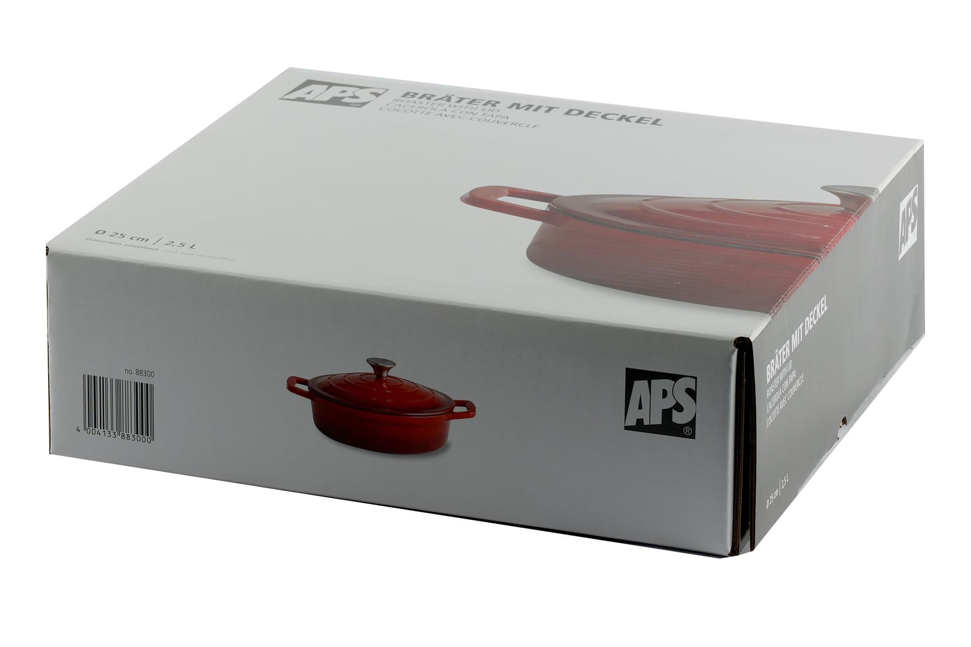 APS 5 Stars Casseruola In Ghisa Ø25 cm - H.7 cm, 2.5 Lt Con Coperchio e 2 Manici, Rossa 4