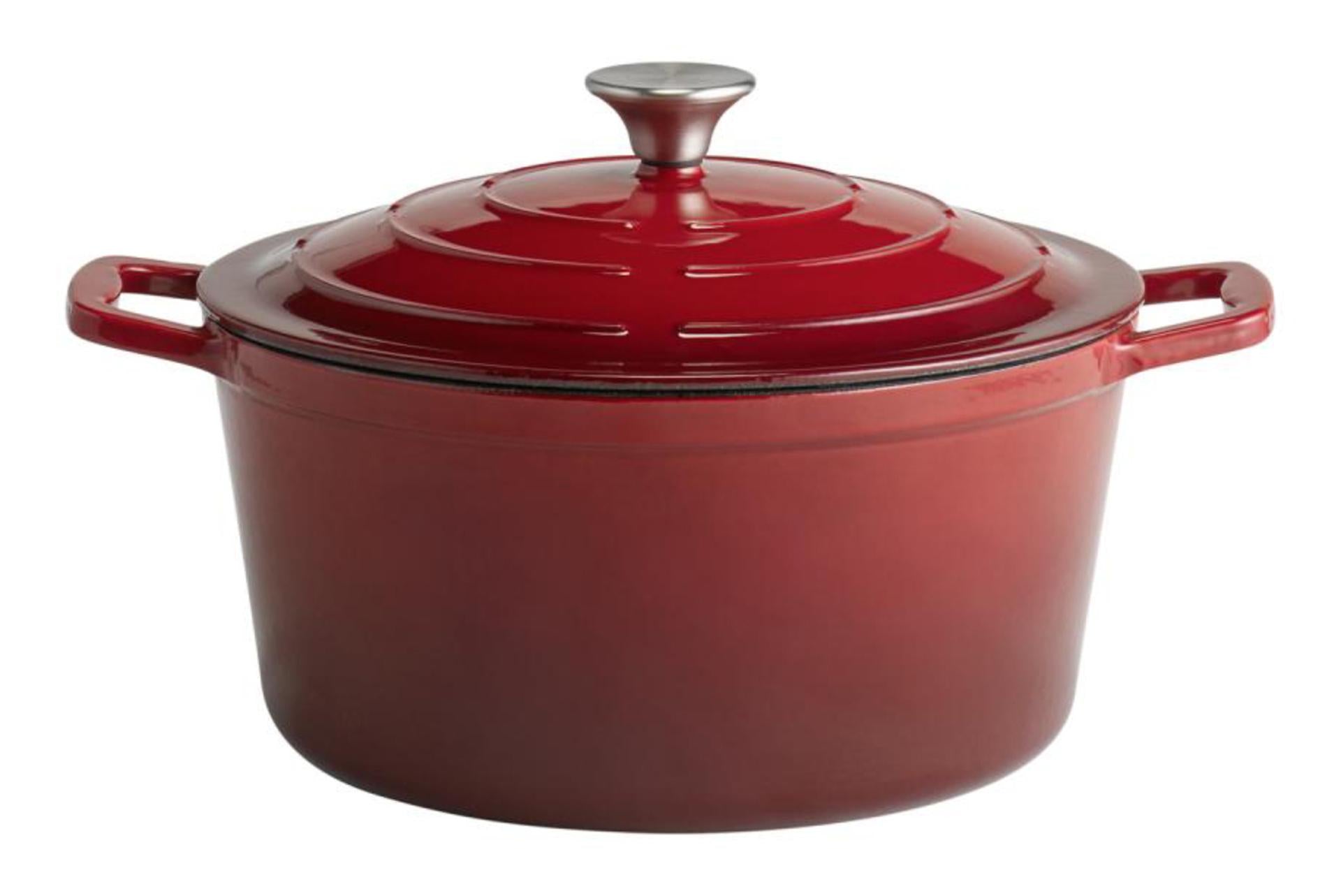 APS 5 Stars Casseruola In Ghisa Ø28 cm - H.13 cm Con Coperchio e 2 Manici, Capacità 6 L, Colore Rosso