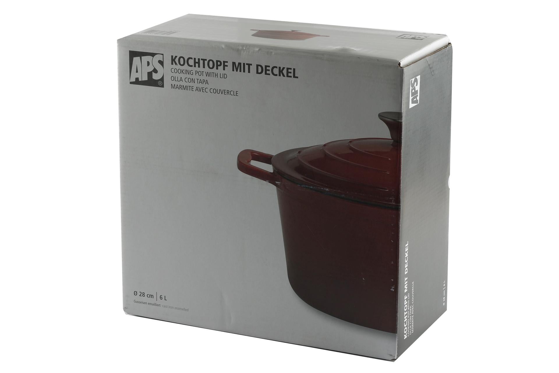 APS 5 Stars Casseruola In Ghisa Ø28 cm - H.13 cm Con Coperchio e 2 Manici, Capacità 6 L, Colore Rosso 4