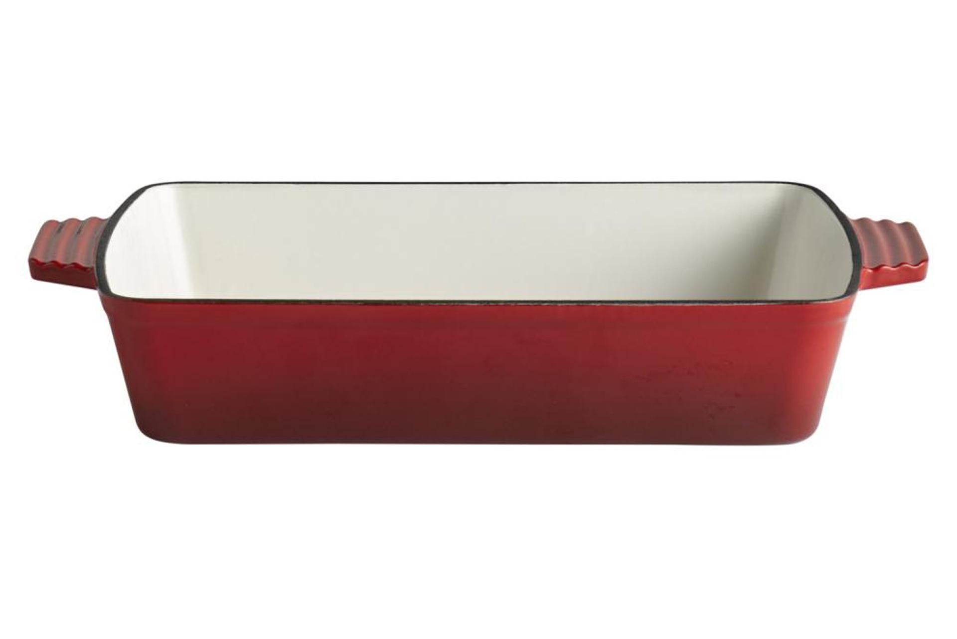 APS 5 Stars Casseruola Rettangolare In Ghisa Smaltata 33x24 cm - H6.5 cm, 3.5 Litri, Rossa Con 2 Manici