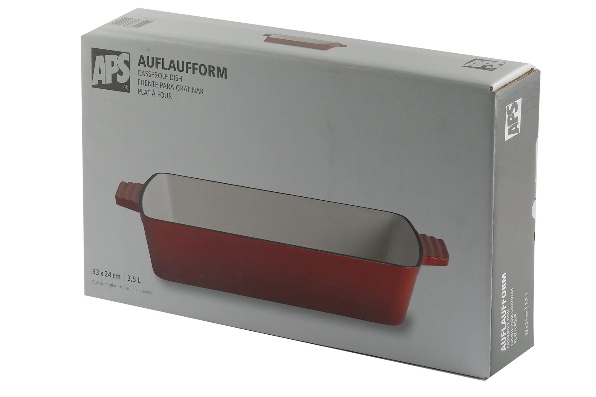 APS 5 Stars Casseruola Rettangolare In Ghisa Smaltata 33x24 cm - H6.5 cm, 3.5 Litri, Rossa Con 2 Manici 3