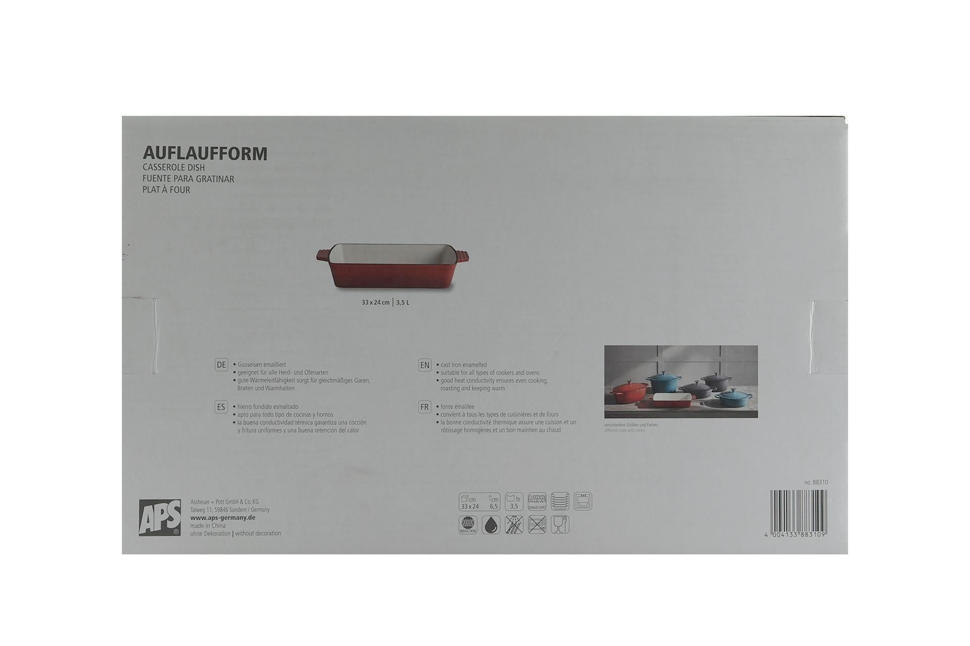 APS 5 Stars Casseruola Rettangolare In Ghisa Smaltata 33x24 cm - H6.5 cm, 3.5 Litri, Rossa Con 2 Manici 6