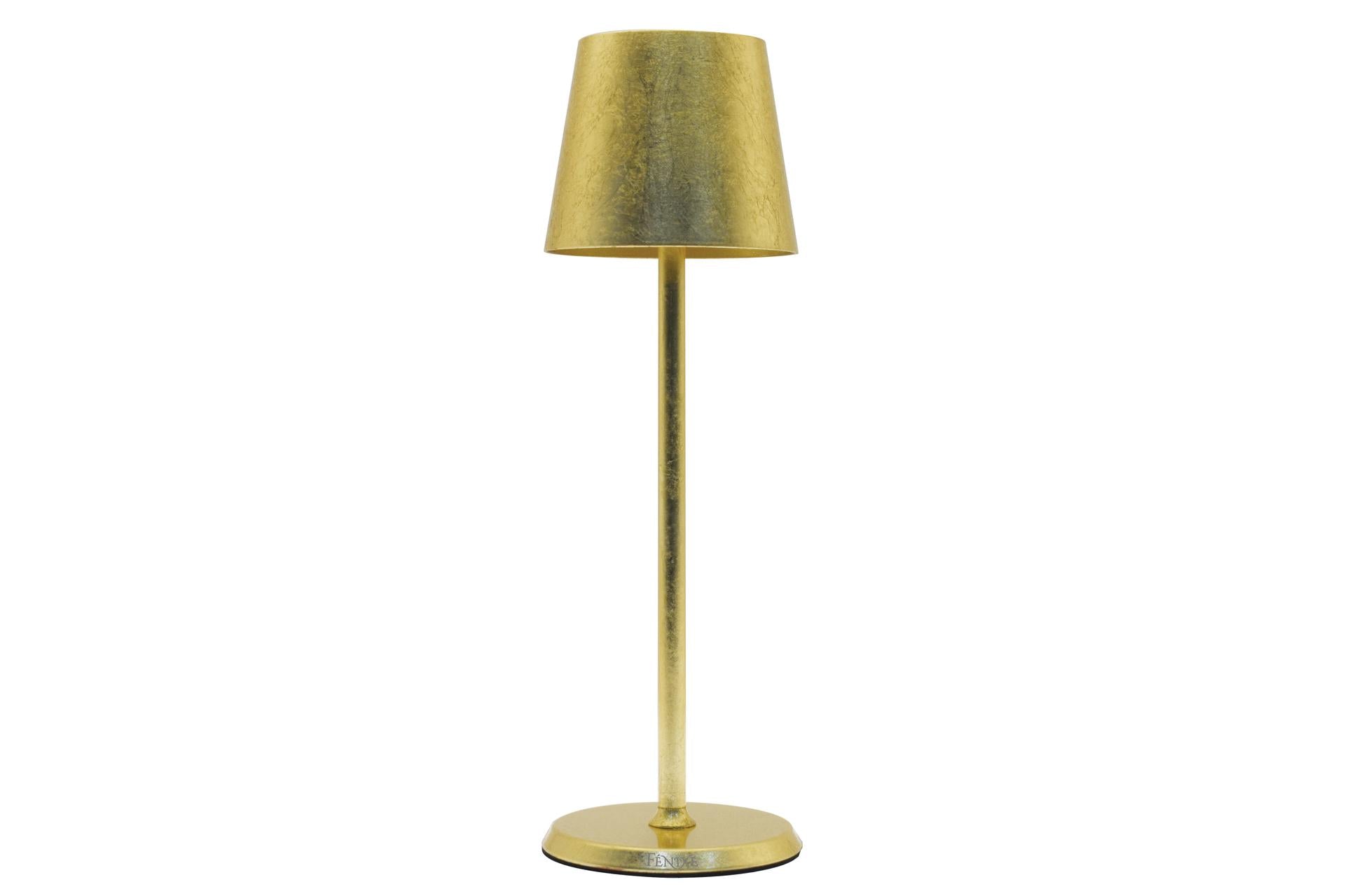 Import Tavola Professional Lumiere Round Lampada da Tavolo LED Ø10 cm H34 cm - Foglia Oro, Ricaricabile, Dimmerabile, IP54 per Interni ed Esterni