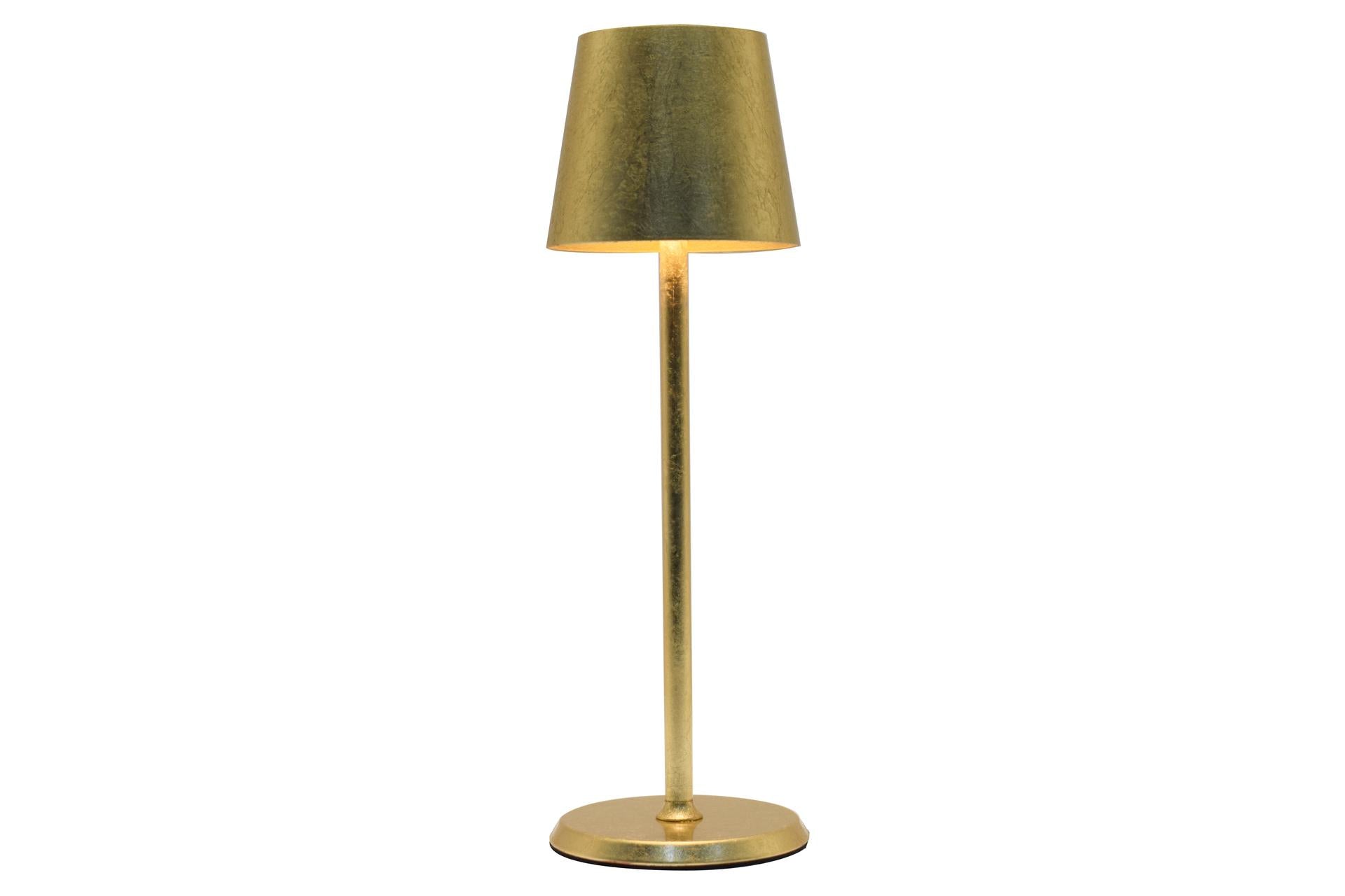 Import Tavola Professional Lumiere Round Lampada da Tavolo LED Ø10 cm H34 cm - Foglia Oro, Ricaricabile, Dimmerabile, IP54 per Interni ed Esterni