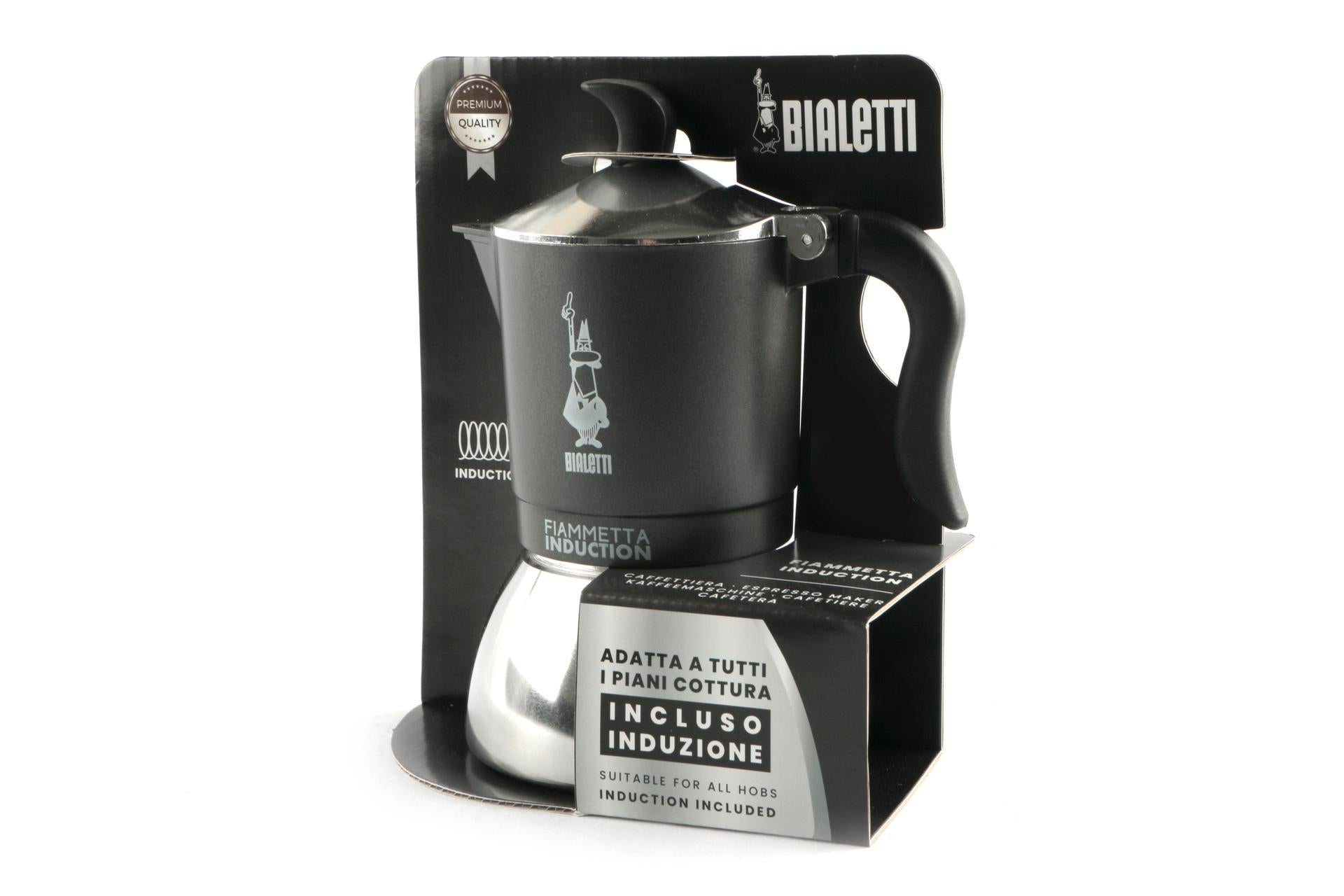 Bialetti Fiammetta Grigia Caffettiera 4 Tazze Induzione - Caffettiera Classica Design Allegro