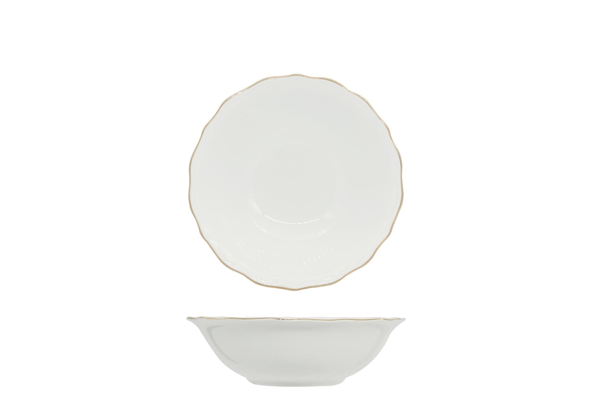 Akij Ceramics Diana Gold Insalatiera Ø19 cm In Porcellana Con Doppio Filo Oro - Set 12 Pz