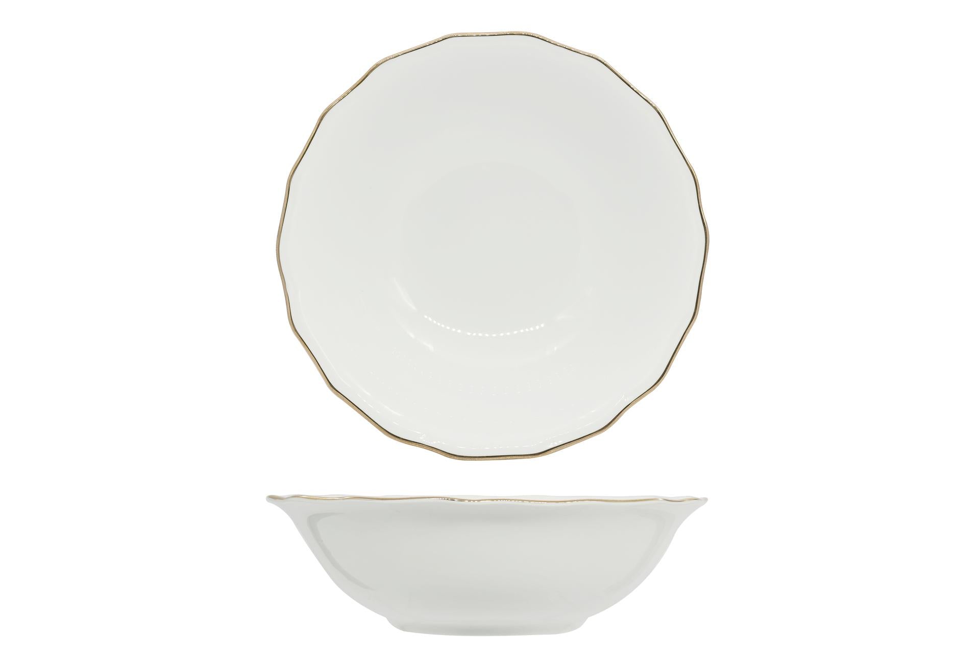 Akij Ceramics Diana Gold Insalatiera Ø23 cm In Porcellana Con Doppio Filo Oro - Set 12 Pz