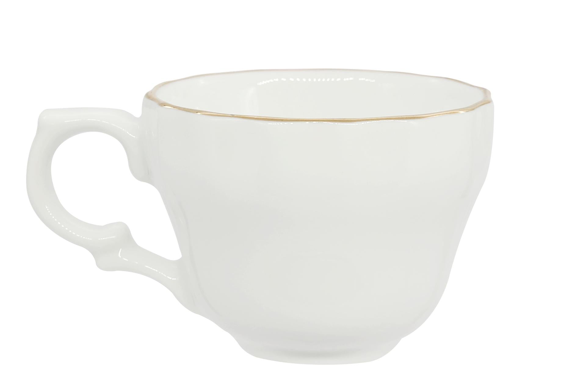 Akij Ceramics Diana Gold Tazza Caffè 9 cl In Porcellana Con Doppio Filo Oro - Set 6 Pz