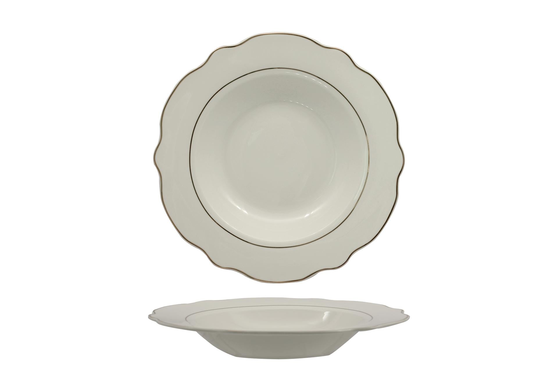 Import Tavola Professional Grace Filo Oro Piatto Fondo Ø22 cm In Porcellana Alluminica - Set 6 Pz