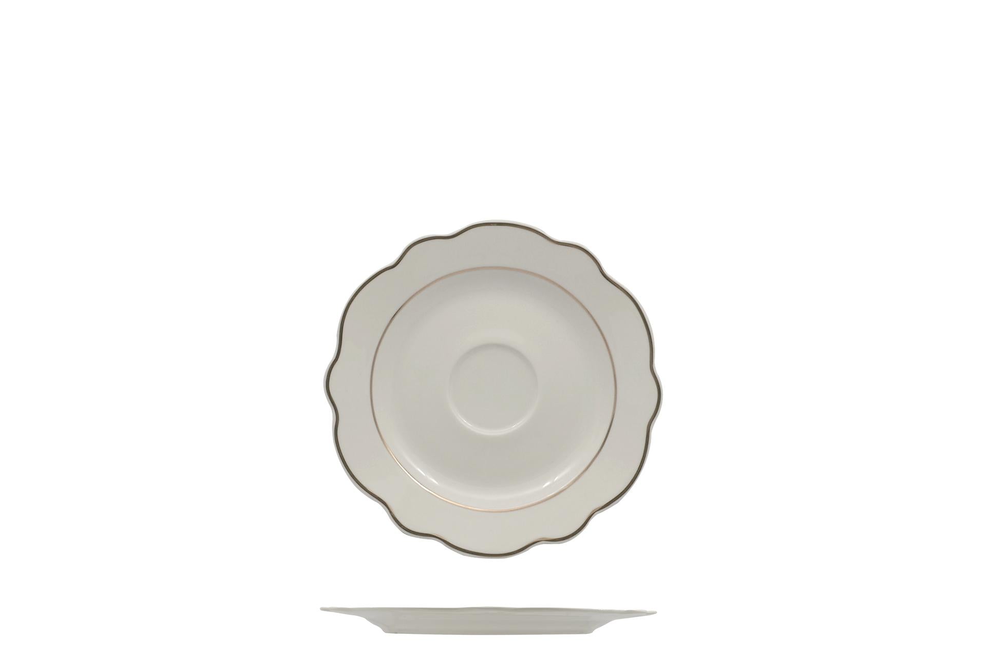 Import Tavola Professional Grace Filo Oro Piatto Tazza Caffè Ø12.5 cm In Porcellana Alluminica - Set 12 Pz