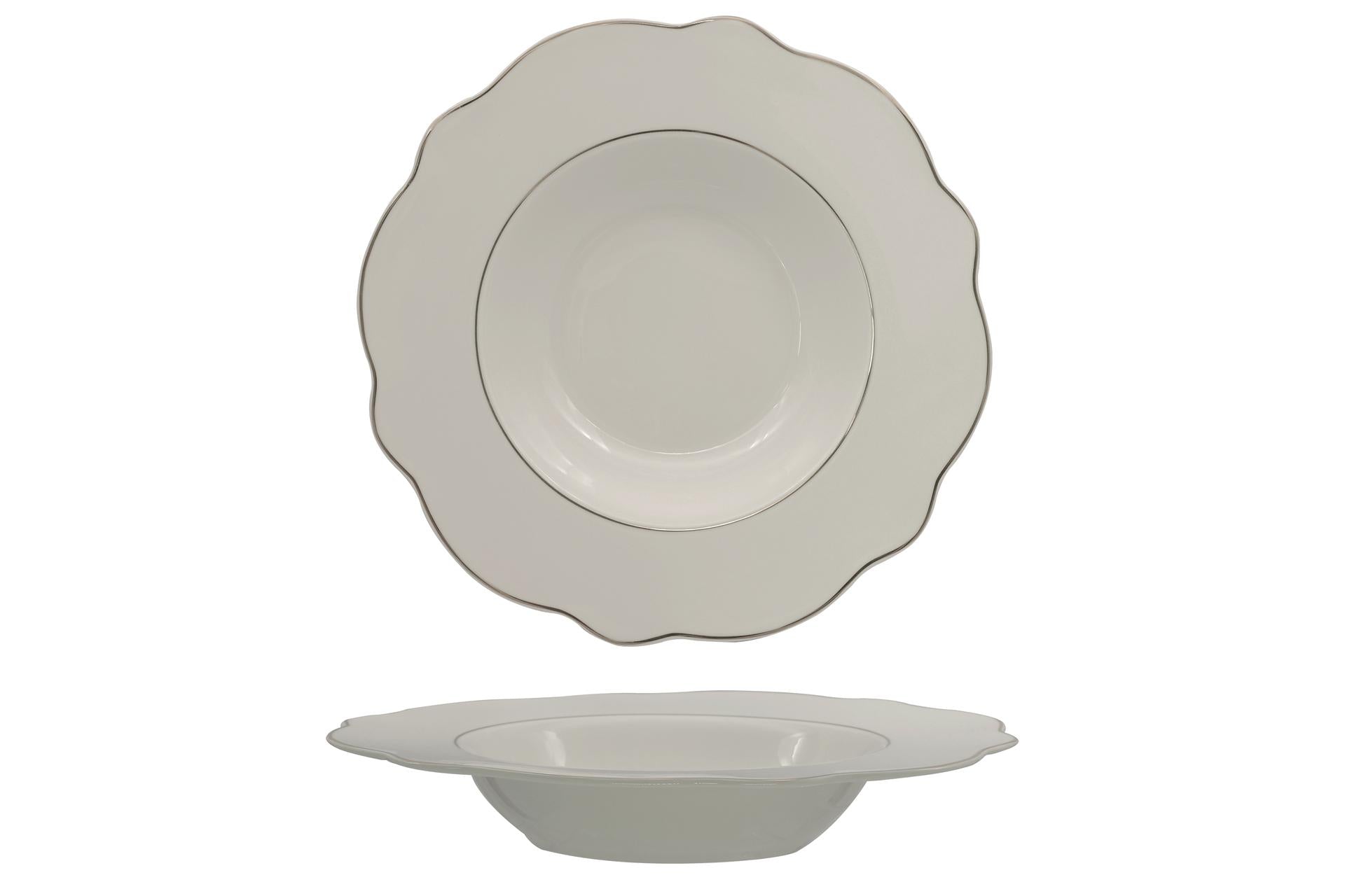 Import Tavola Professional Grace Filo Oro Pasta Bowl Ø27 cm In Porcellana Alluminica - Set 6 Pz
