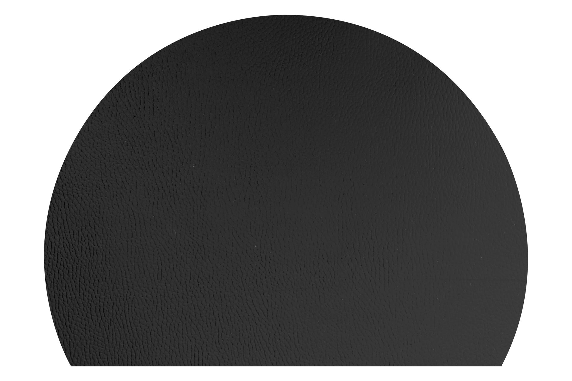 Import Professional Tovaglietta Semicerchio 42 cm In Ecopelle Rigenerata Nera - Made in Italy - Set 12 Pz