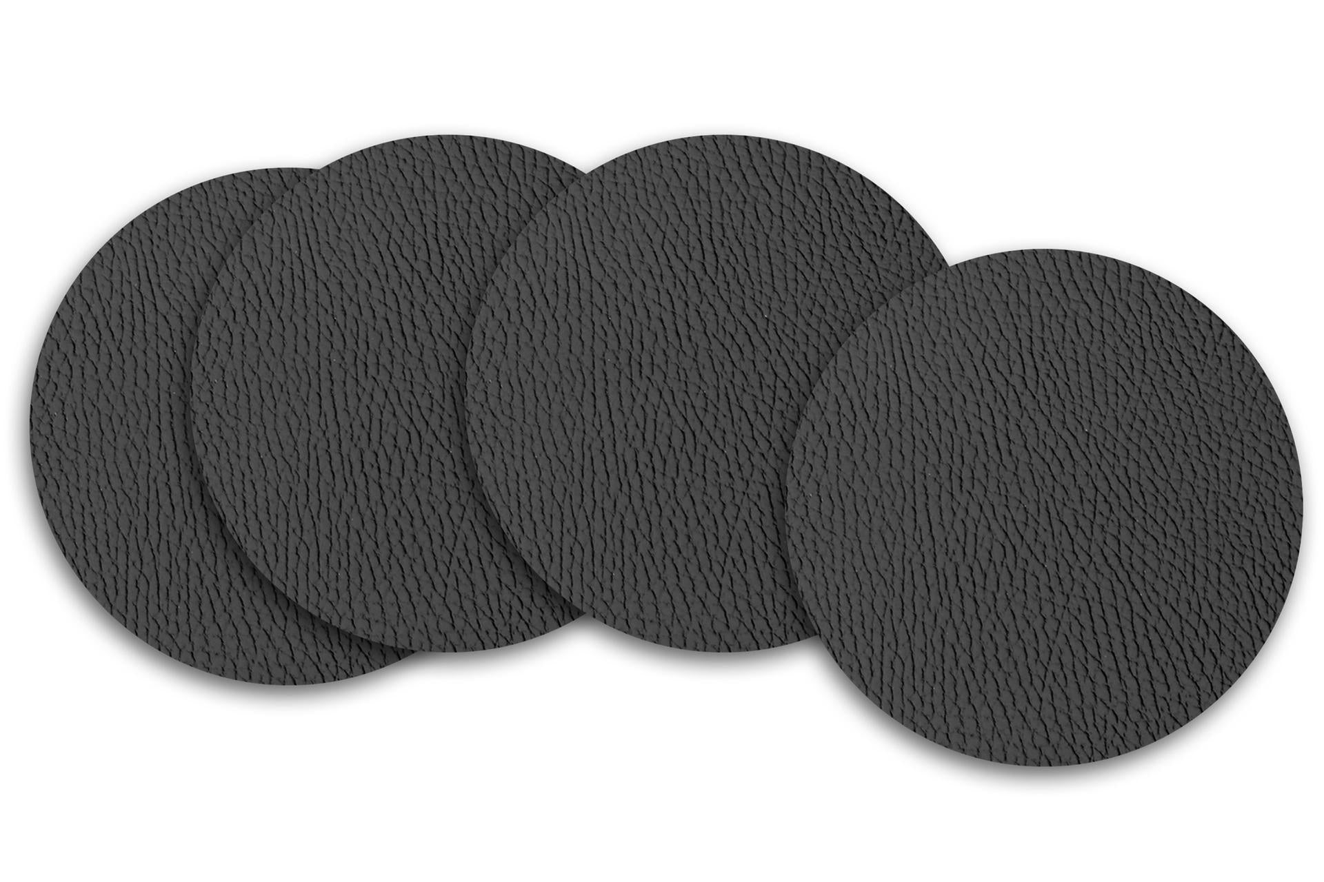 Import Professional Set 4 Sottobicchieri Tondi Ø11 cm In Ecopelle Rigenerata Nera - Made in Italy - Set 4 Pz
