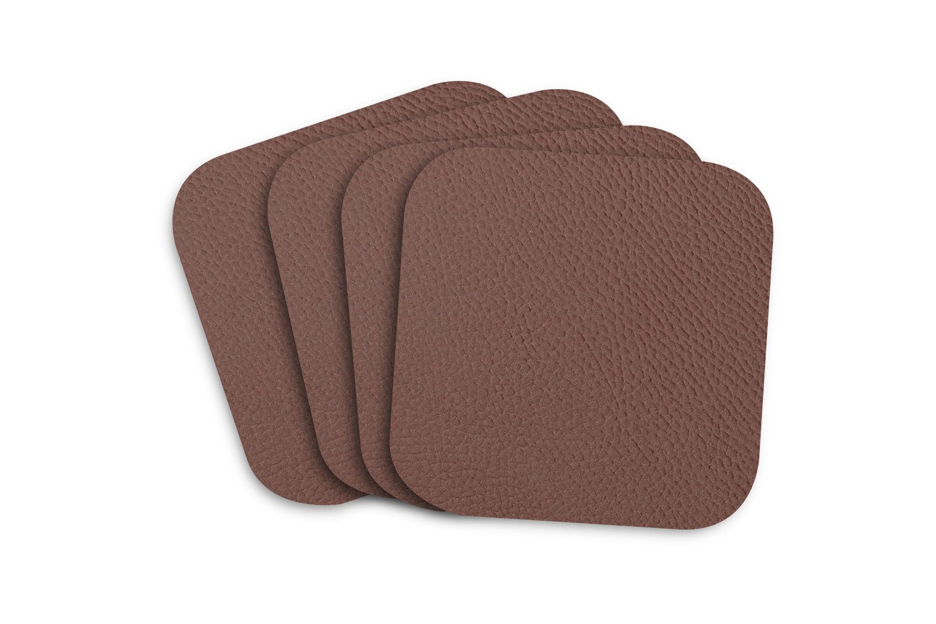 Import Professional Set 4 Sottobicchieri Quadrati 11x11 cm In Ecopelle Rigenerata Tabacco - Set 4 Pz