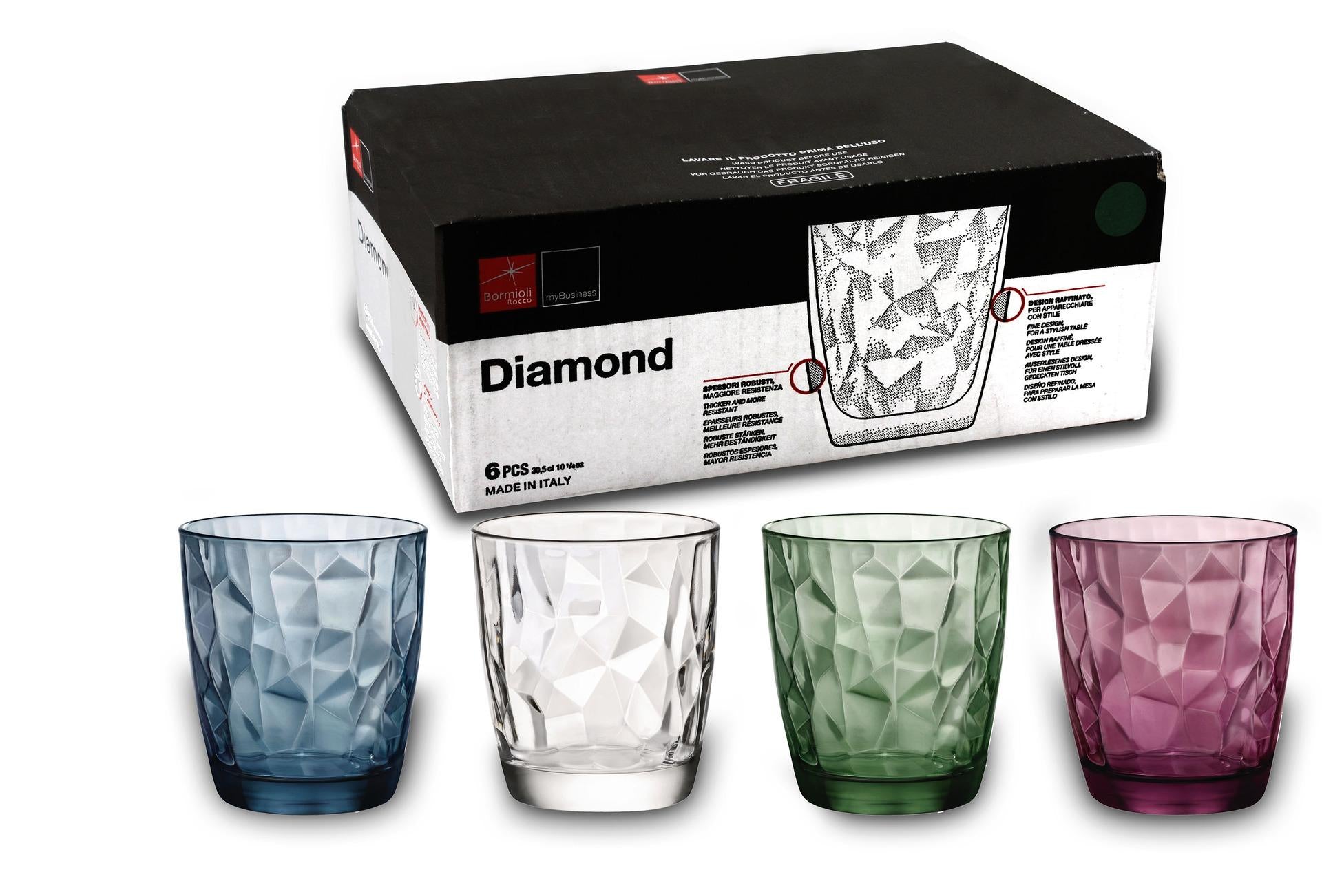 Bormioli Rocco Diamond Blue Bicchieri Acqua Cl.30.5 In Vetro Colorato - Set 6 Pz 4
