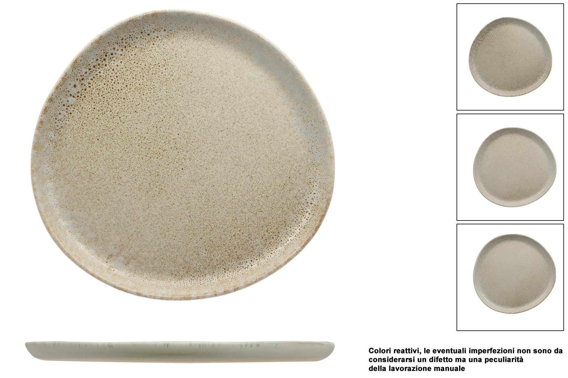 Import Tavola Professional Antiqua Piatto Piano Ø21 cm In Gres Porcellanato Effetto Pietra - Set 6 Pz