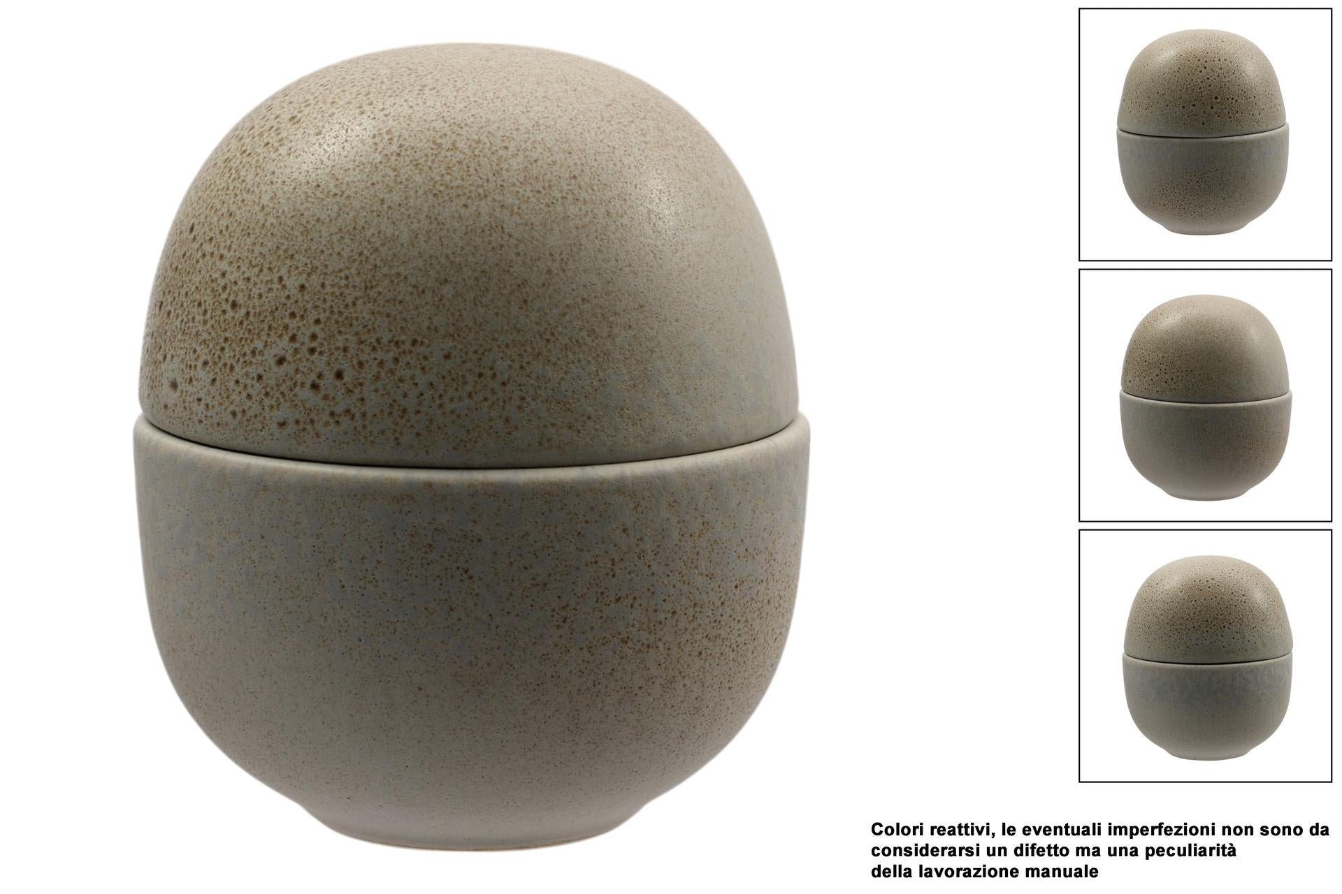 Import Tavola Professional Antiqua Coppetta Uovo Con Coperchio H.14 cm - Ø12.5 cm In Gres Porcellanato Effetto Pietra - Set 6 Pz