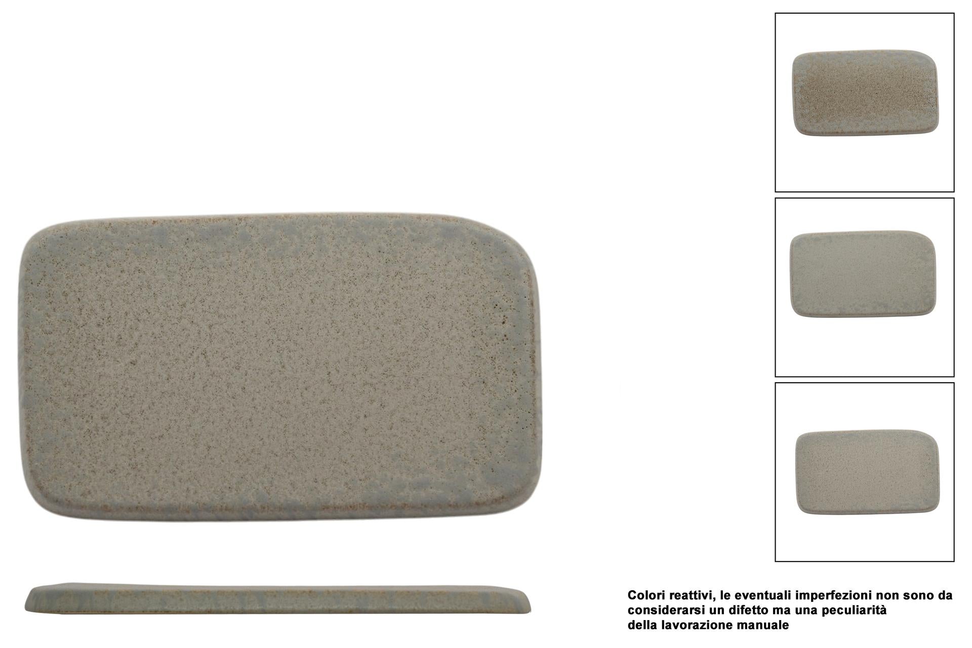 Import Tavola Professional Antiqua Base Gourmet Rettangolare 18x11 cm In Gres Porcellanato Effetto Pietra - Set 6 Pz