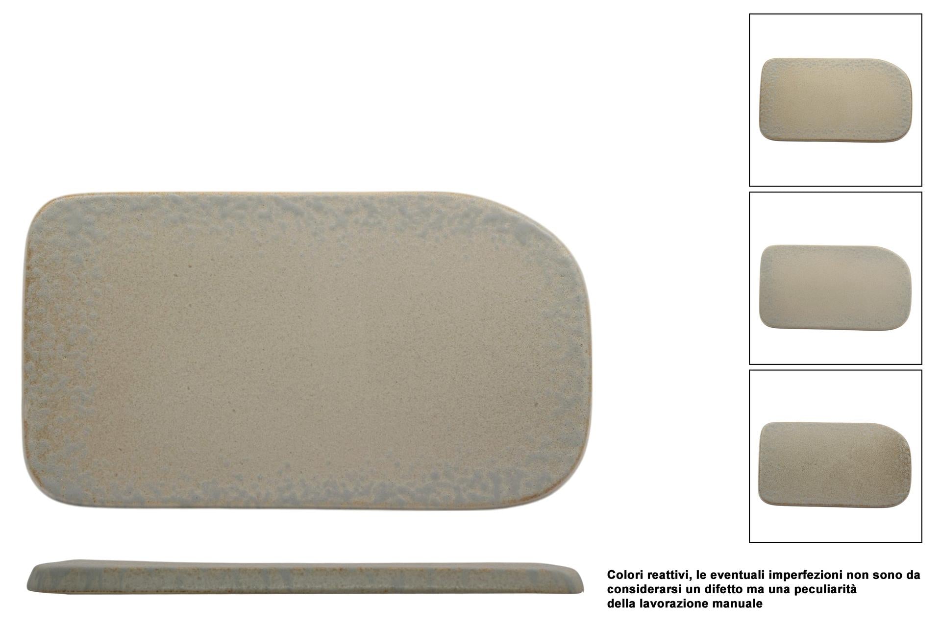 Import Tavola Professional Antiqua Base Gourmet Rettangolare 25 x 14 cm In Gres Porcellanato Effetto Pietra - Set 6 Pz