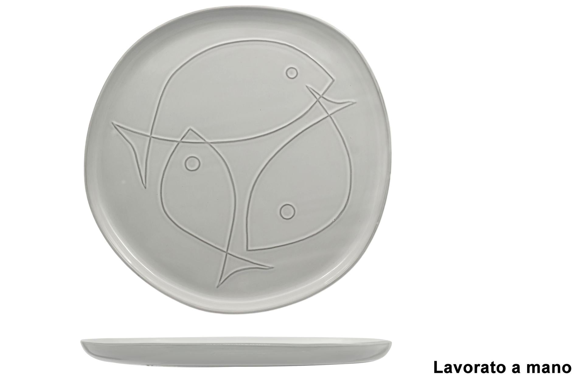 Import Tavola Professional Pelago Piatto Piano Organic Ø31 cm In Gres Porcellanato Con Decoro Marino - Set 4 Pz