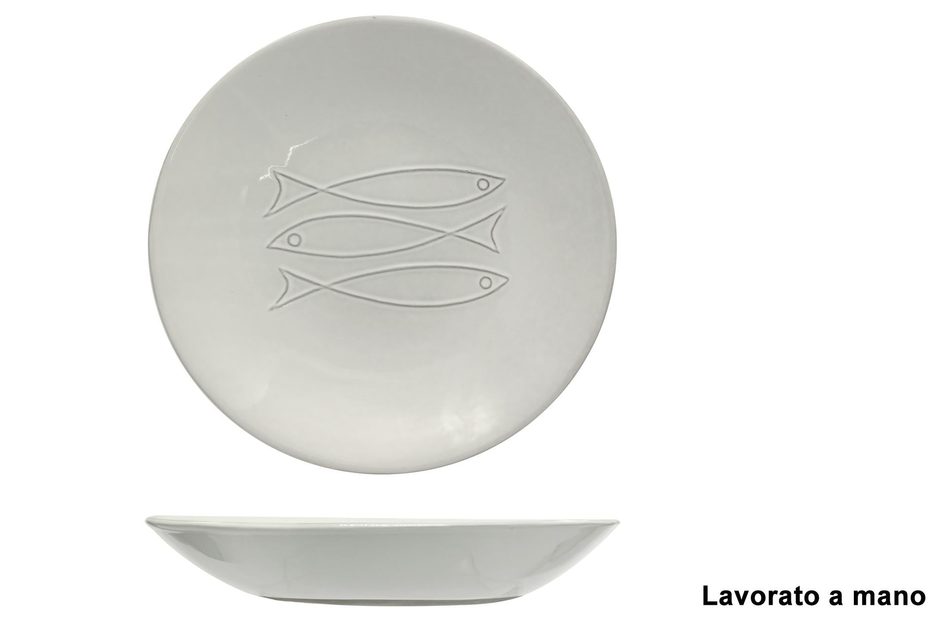 Import Tavola Professional Pelago Piatto Fondo Coupe Ø26.5 cm - H.4.5 cm In Gres Porcellanato Decorazione Marina - Set 6 Pz