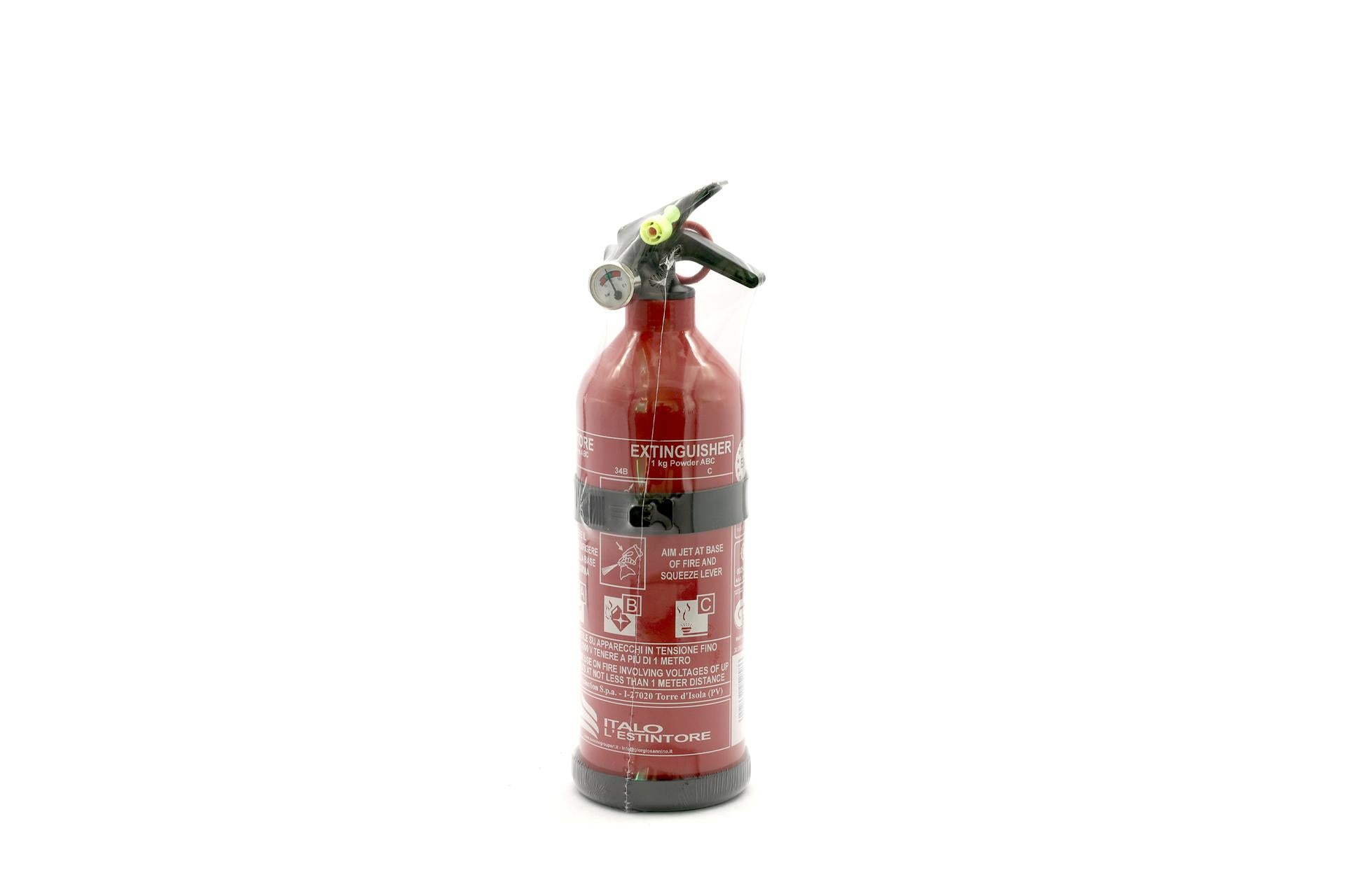 Sannino Group Estintore a Polvere 1 Kg - Serbatoio in Alluminio con Valvola e Supporto in Plastica Classe 8A 34 BC 1