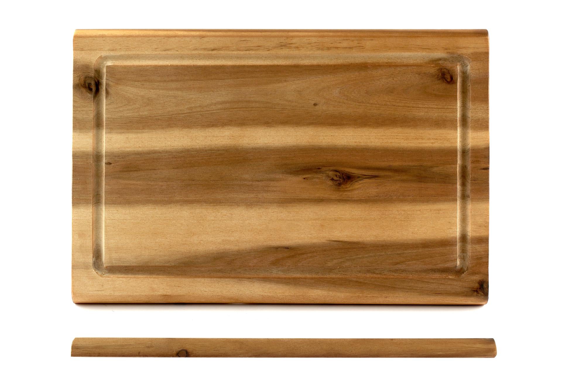 Kesper Acacia Tagliere Rettangolare H.1.5 cm - 32 x 21 cm In Legno di Acacia Con Scanalatura