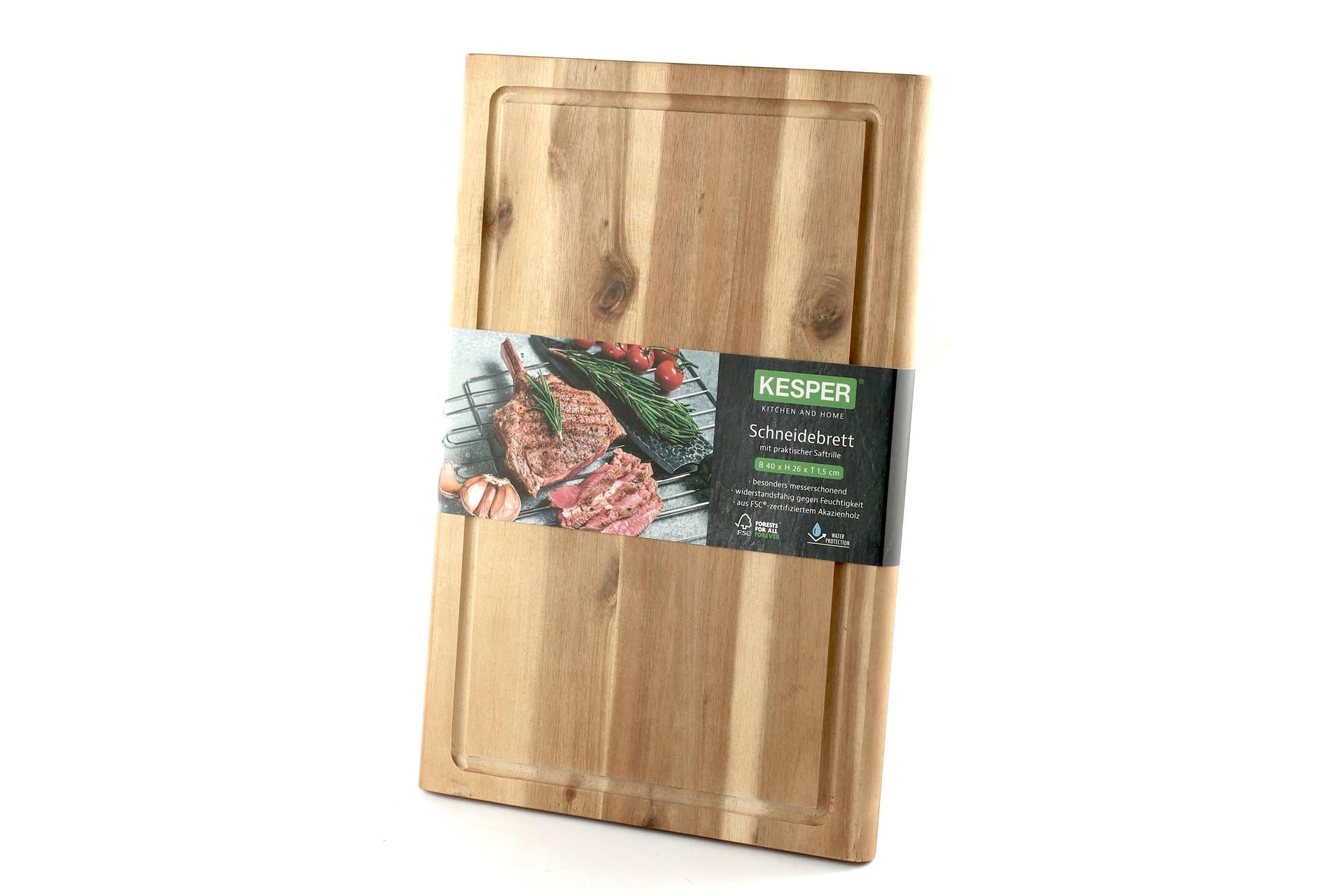 Kesper Acacia Tagliere Rettangolare H.1.5 cm - 40 x 26 cm In Legno di Acacia Con Scanalatura 3