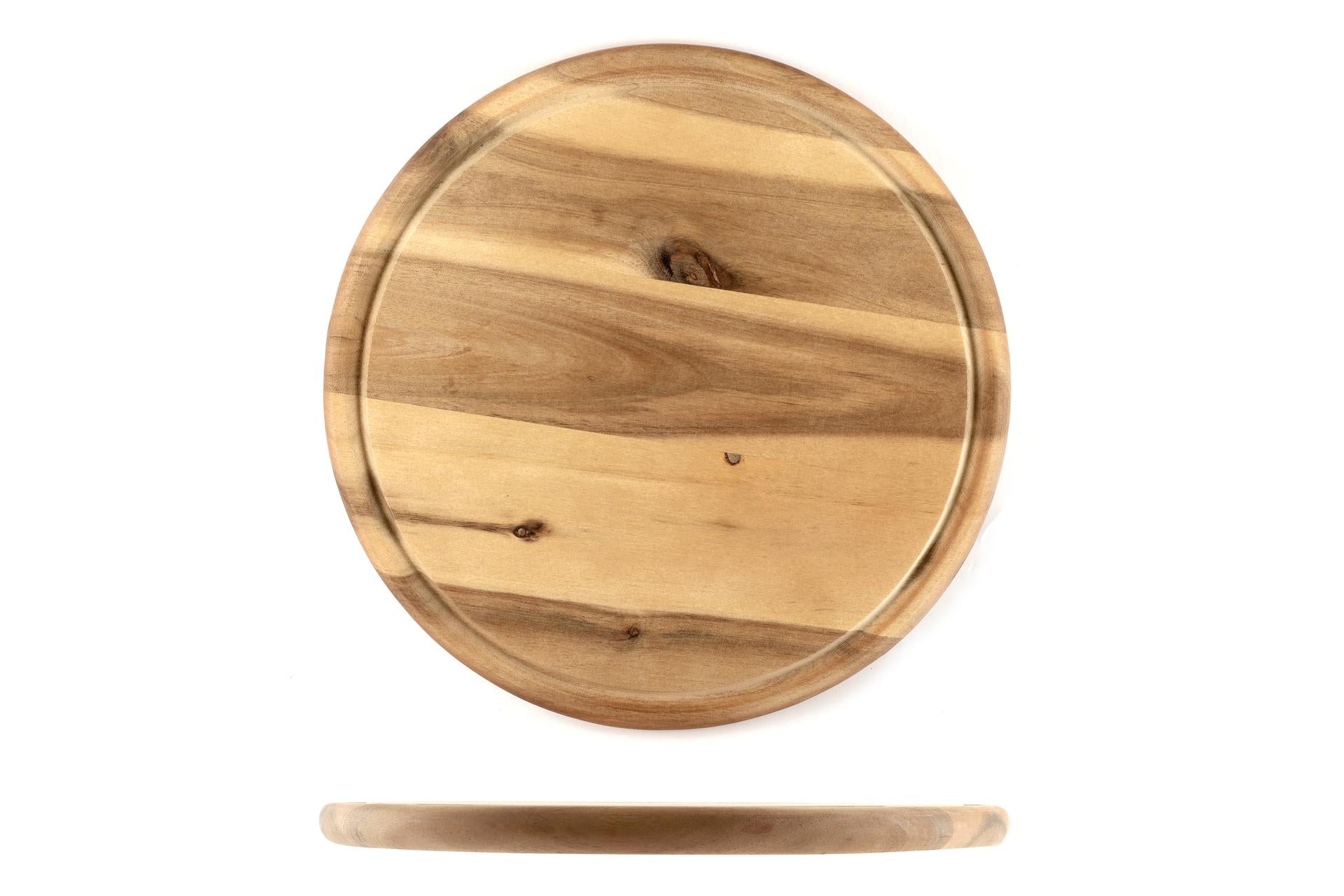 Kesper Acacia Tagliere Rotondo Ø25 cm - H.1.5 cm In Legno di Acacia Con Scanalatura, Certificato FSC