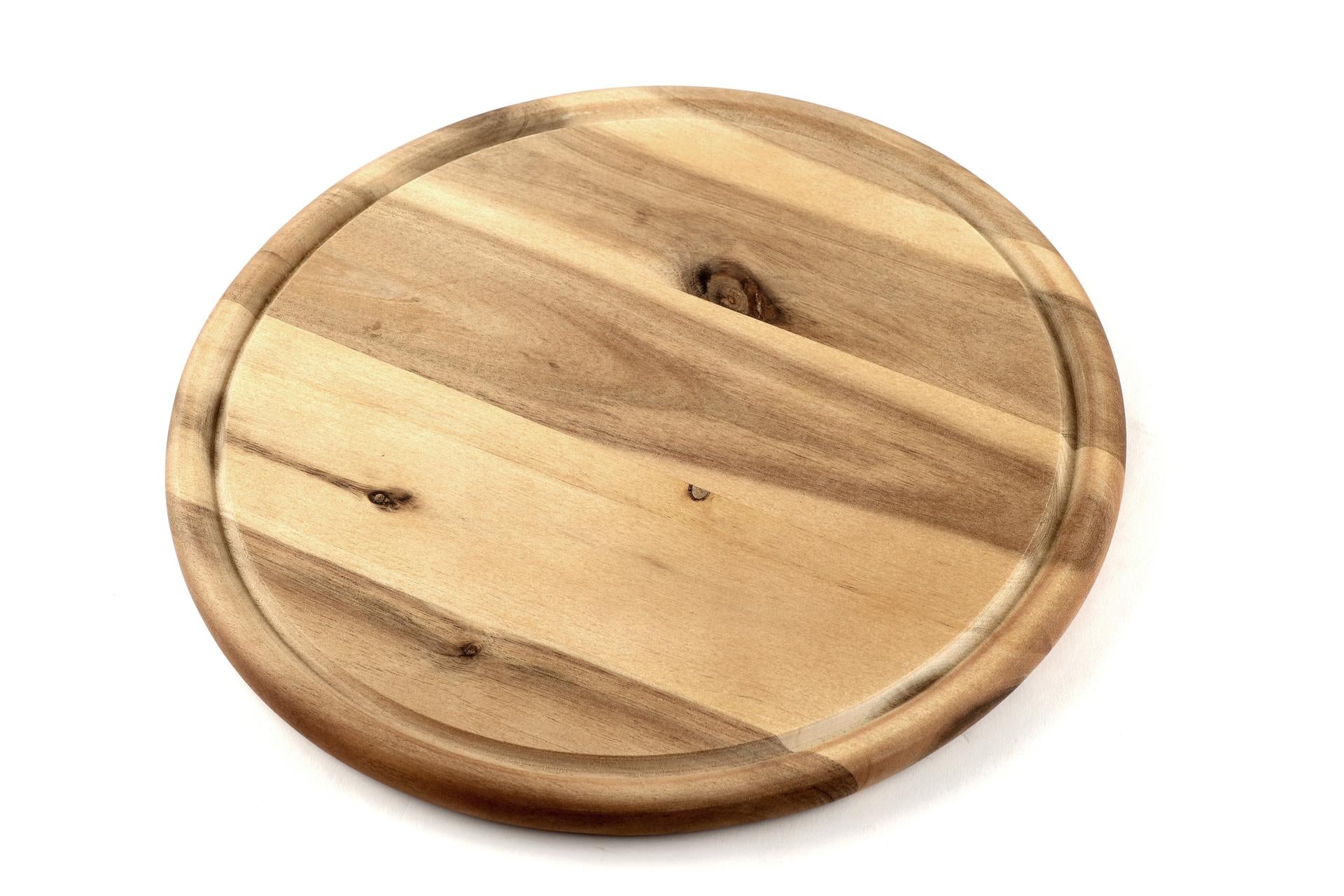 Kesper Acacia Tagliere Rotondo Ø25 cm - H.1.5 cm In Legno di Acacia Con Scanalatura, Certificato FSC