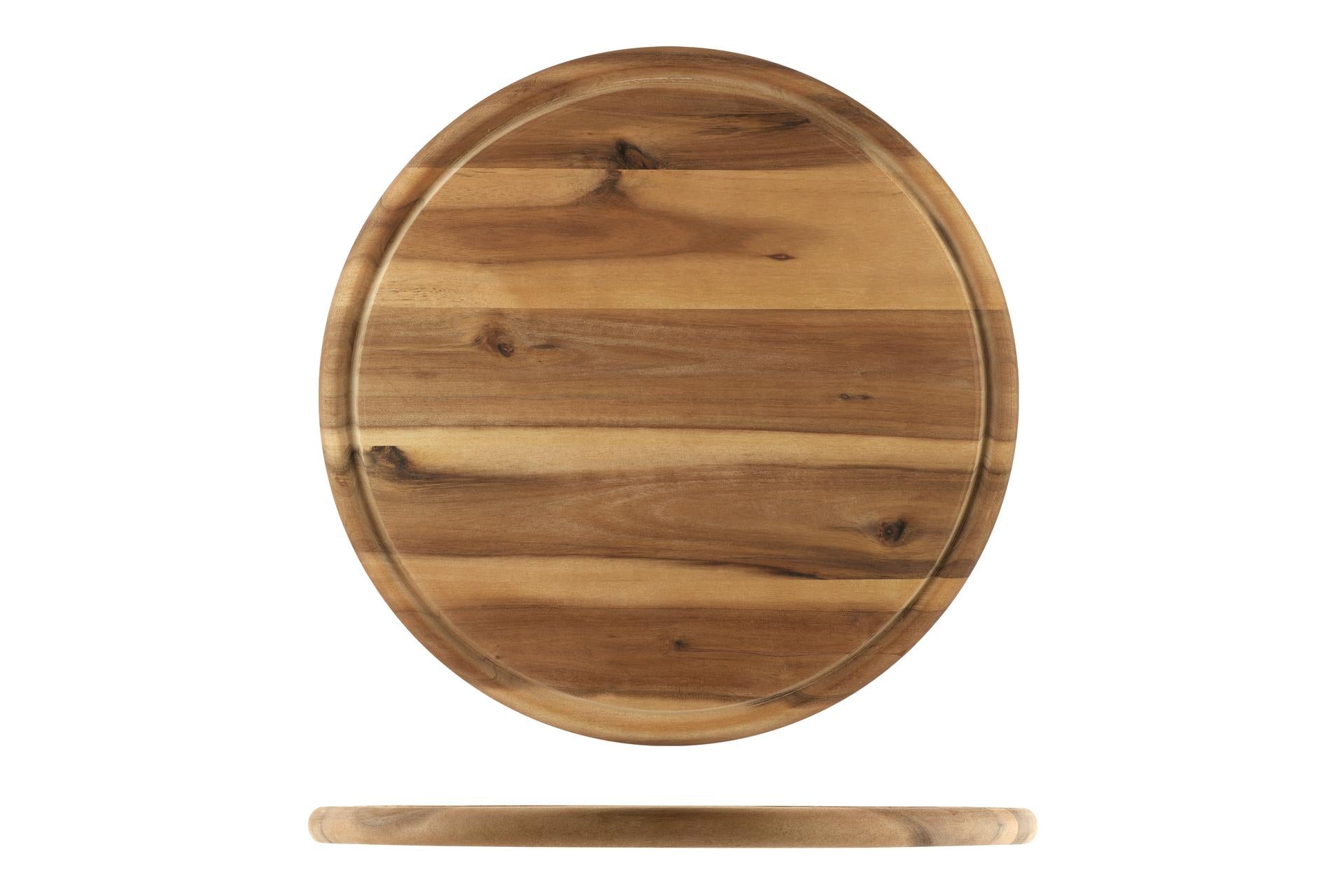 Kesper Acacia Tagliere Rotondo Ø30 cm - H.1.5 cm In Legno di Acacia Con Scanalatura
