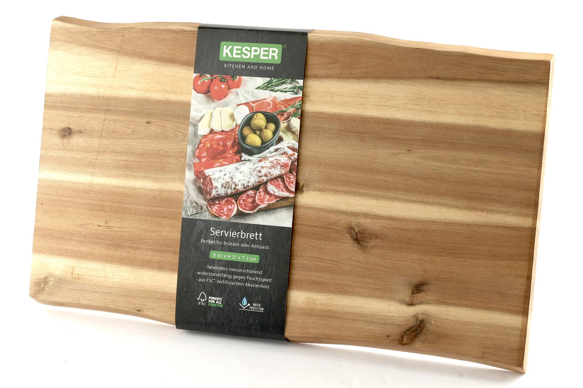 Kesper Acacia Tagliere Rettangolare H.2 cm - 45 x 27 cm In Legno di Acacia Certificato FSC 4