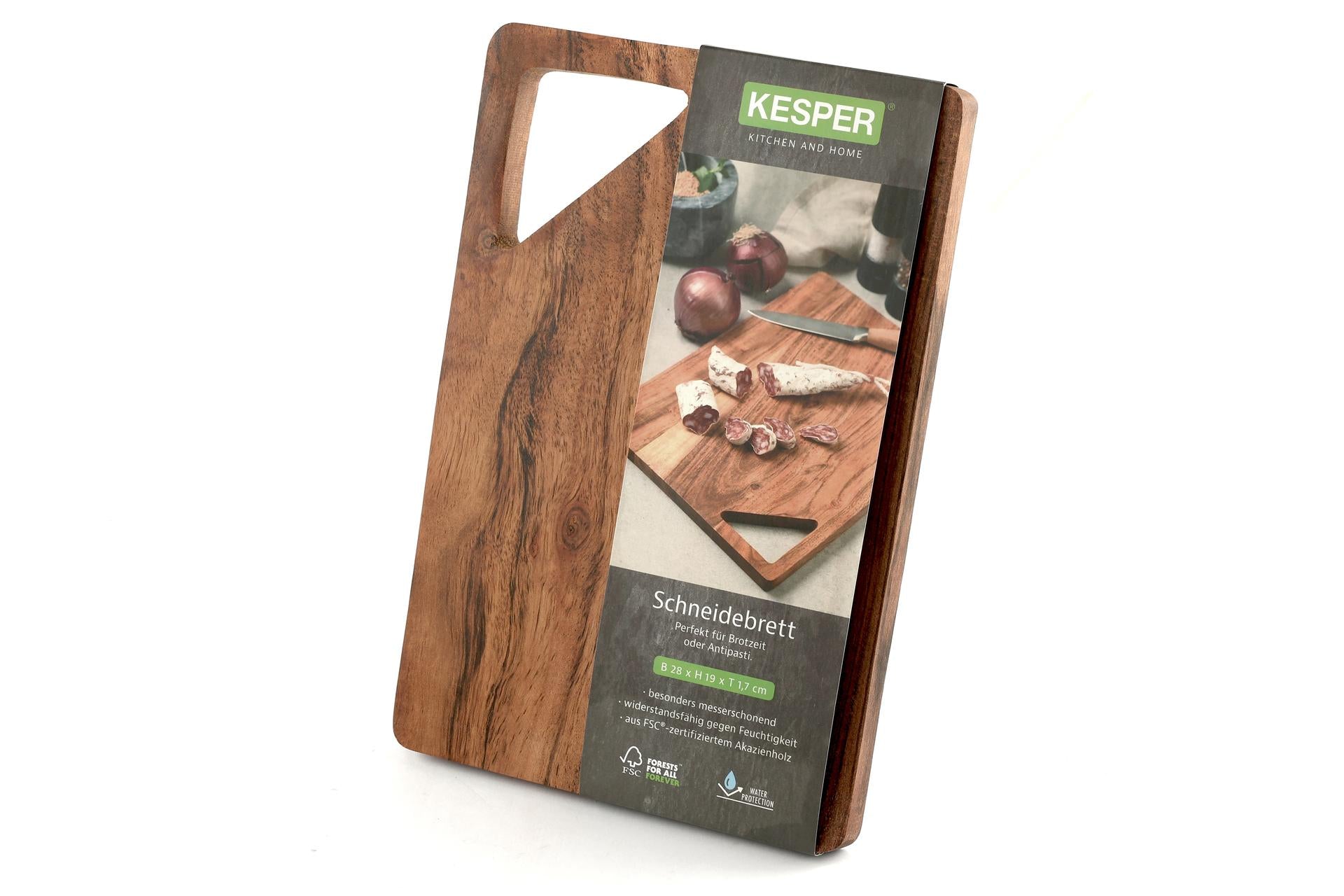 Kesper Acacia Tagliere Rettangolare H.1.5 cm - 28 x 19 cm In Legno di Acacia Con Foro Appendibile 4