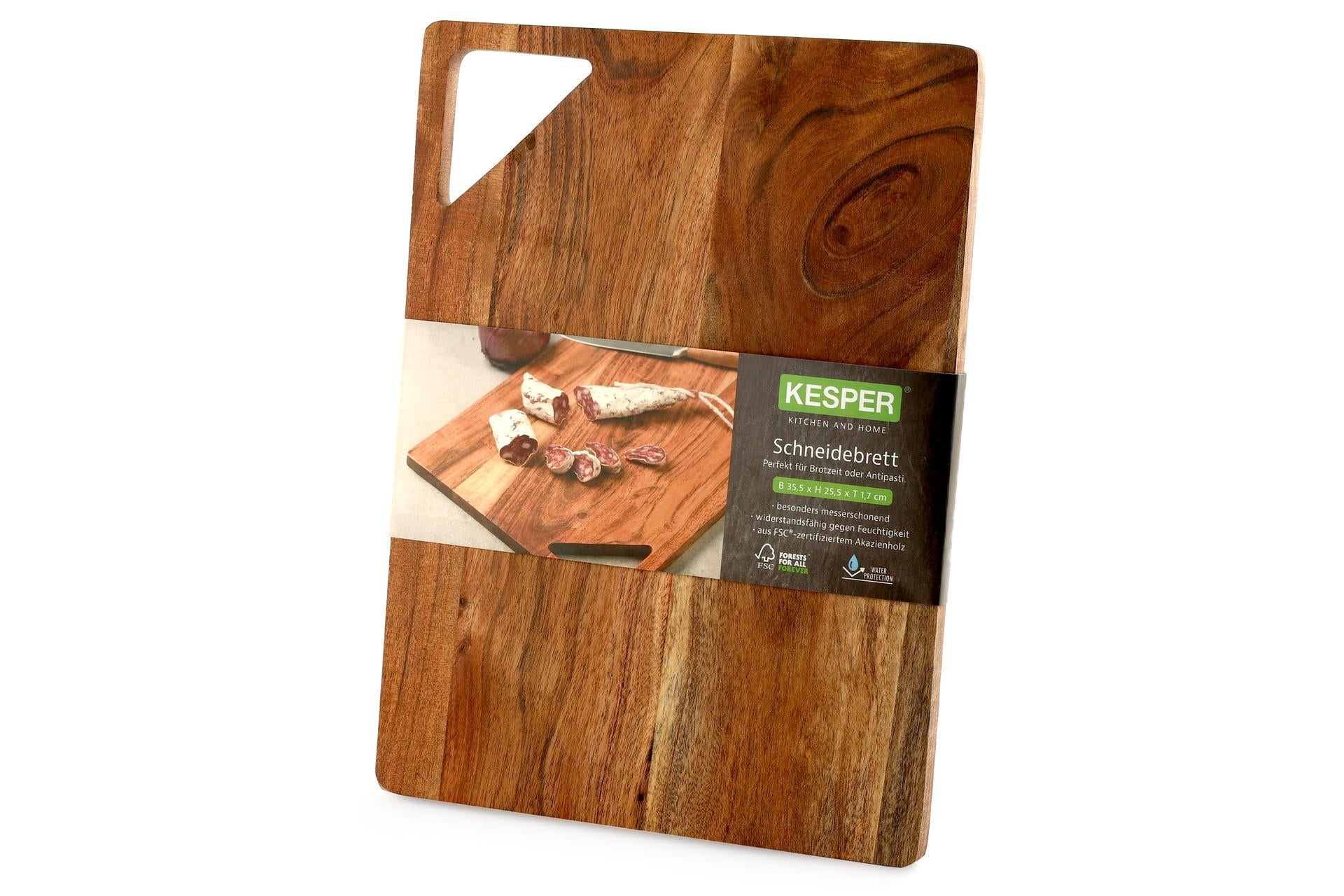 Kesper Acacia Tagliere Rettangolare H.1.7 cm - 35.5 x 25.5 cm In Legno di Acacia Con Foro Appendibile 3