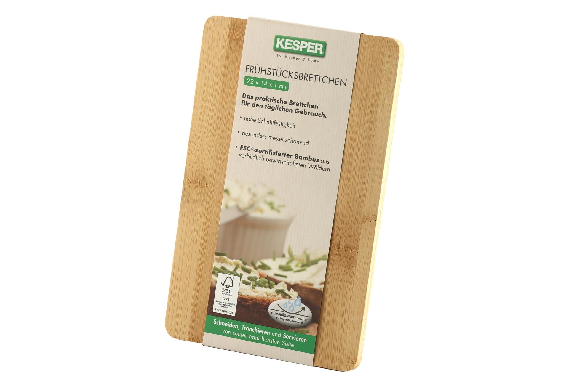 Kesper Bamboo Tagliere Rettangolare H.1 cm - 22 x 14 cm In Legno di Bamboo Certificato FSC 3
