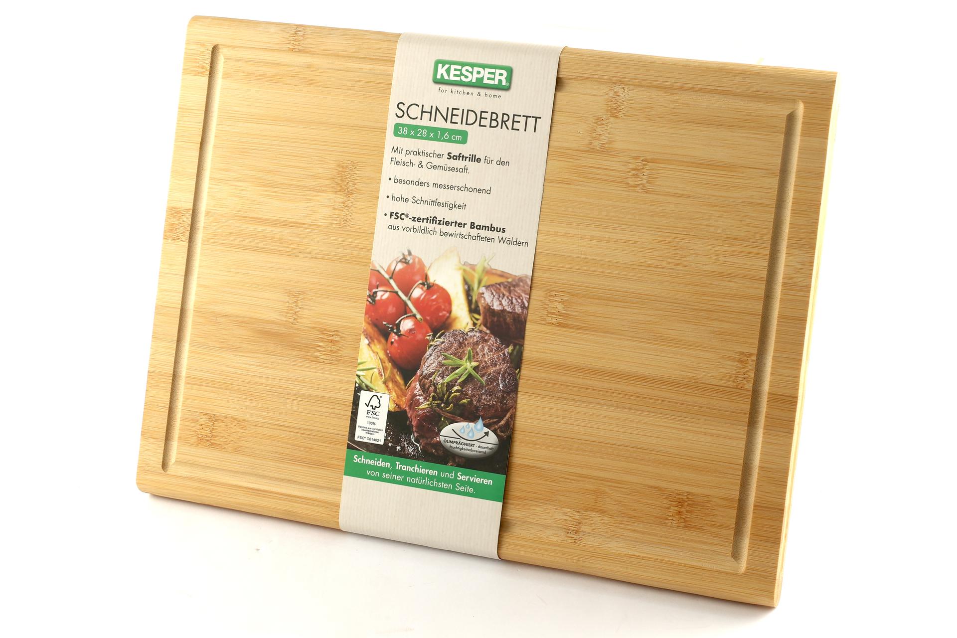 Kesper Bamboo Tagliere Rettangolare H.1.6 cm - 38 x 28 cm In Legno di Bamboo Con Scanalatura 3