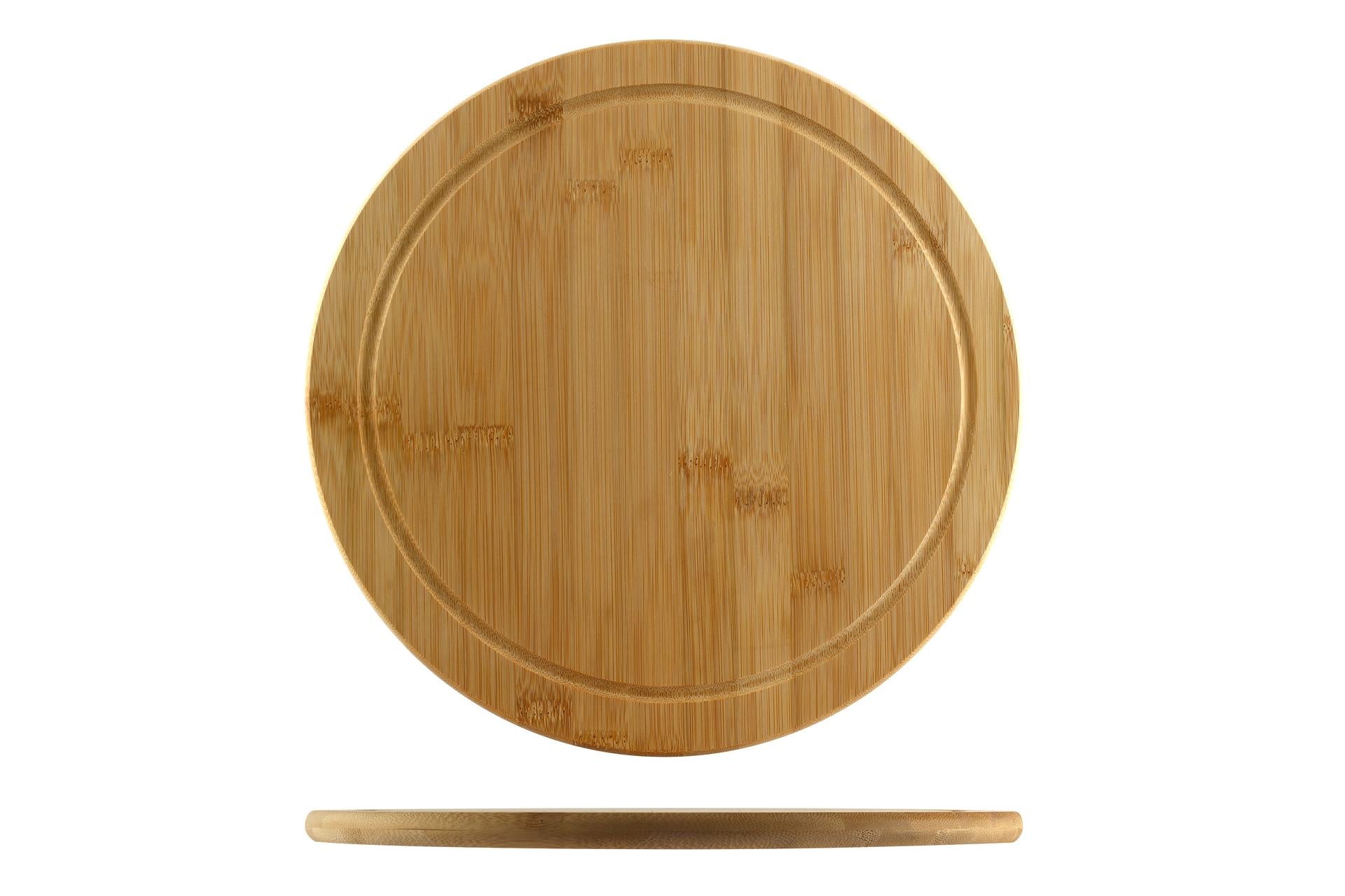 Kesper Bamboo Tagliere Rotondo Ø30 cm - H.1.3 cm In Bamboo Con Scanalatura, Certificato FSC