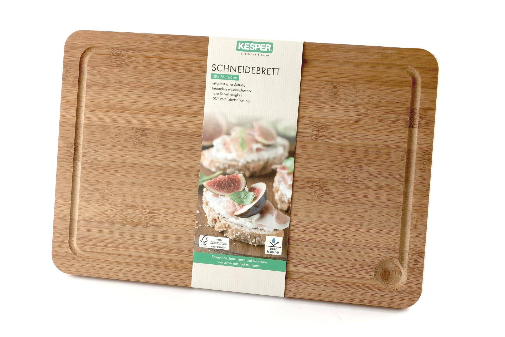 Kesper Bamboo Dark Tagliere Rettangolare H.1.6 cm - 38 x 25 cm In Bamboo Scuro Con Scanalatura 3
