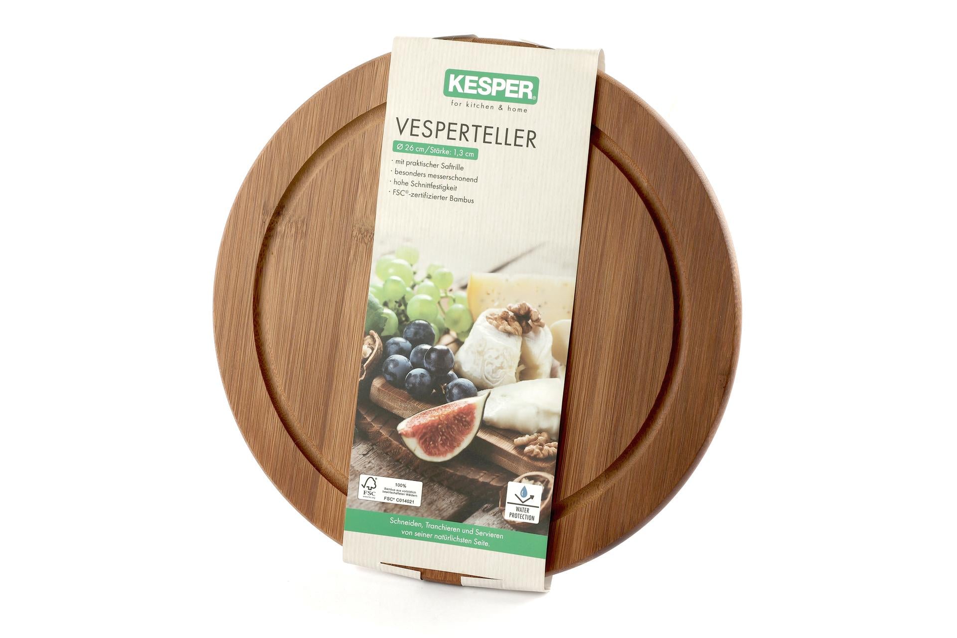 Kesper Bamboo Dark Tagliere Rotondo Ø26 cm - H.1.3 cm In Bamboo Scuro Con Scanalatura 3